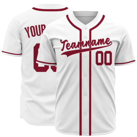 Custom White Red Classic Style Button Down Fashion Design Baseball Jersey