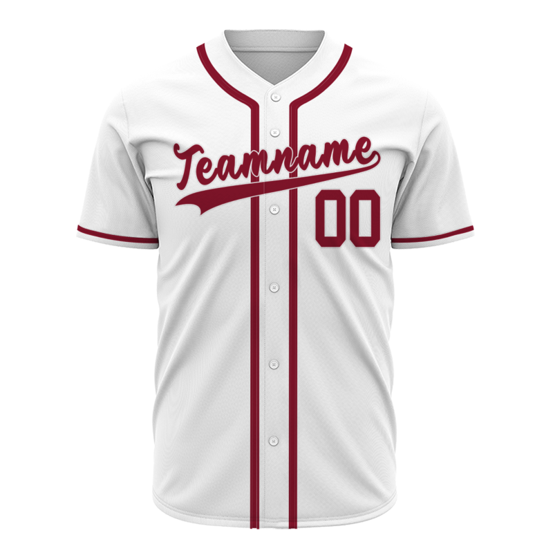 Custom White Red Classic Style Button Down Fashion Design Baseball Jersey