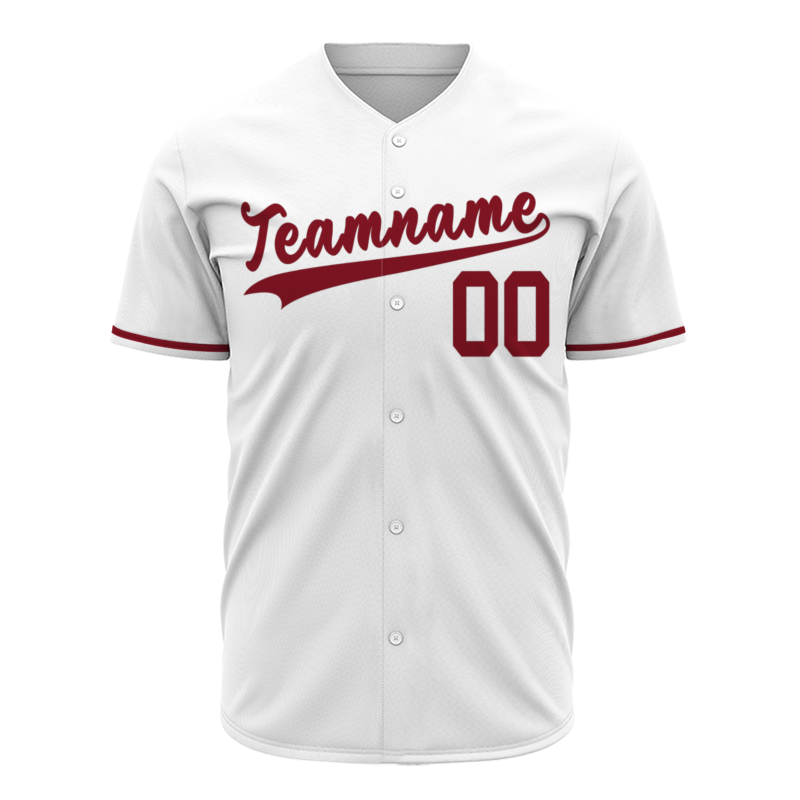 Custom White Red Classic Style Full Button Fashion Design Authentic Baseball Jersey
