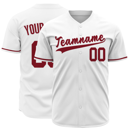 Custom White Red Classic Style Full Button Fashion Design Authentic Baseball Jersey