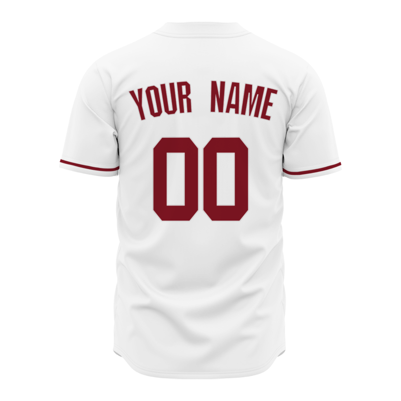 Custom White Red Classic Style Full Button Fashion Design Authentic Baseball Jersey