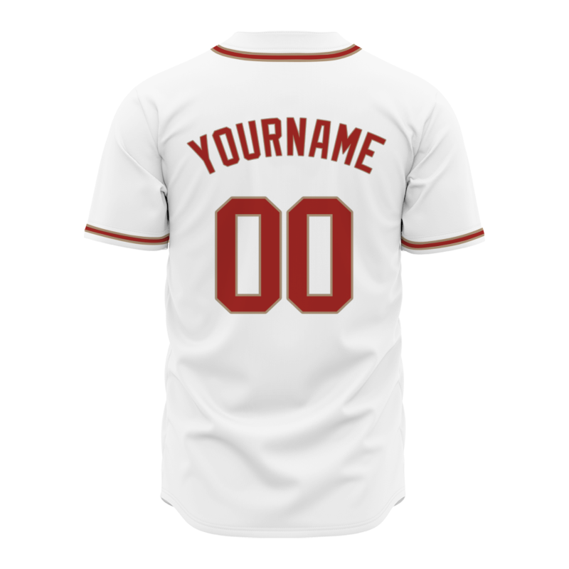 Custom White Red Classic Style Full Button Fashion Design Authentic Baseball Jersey