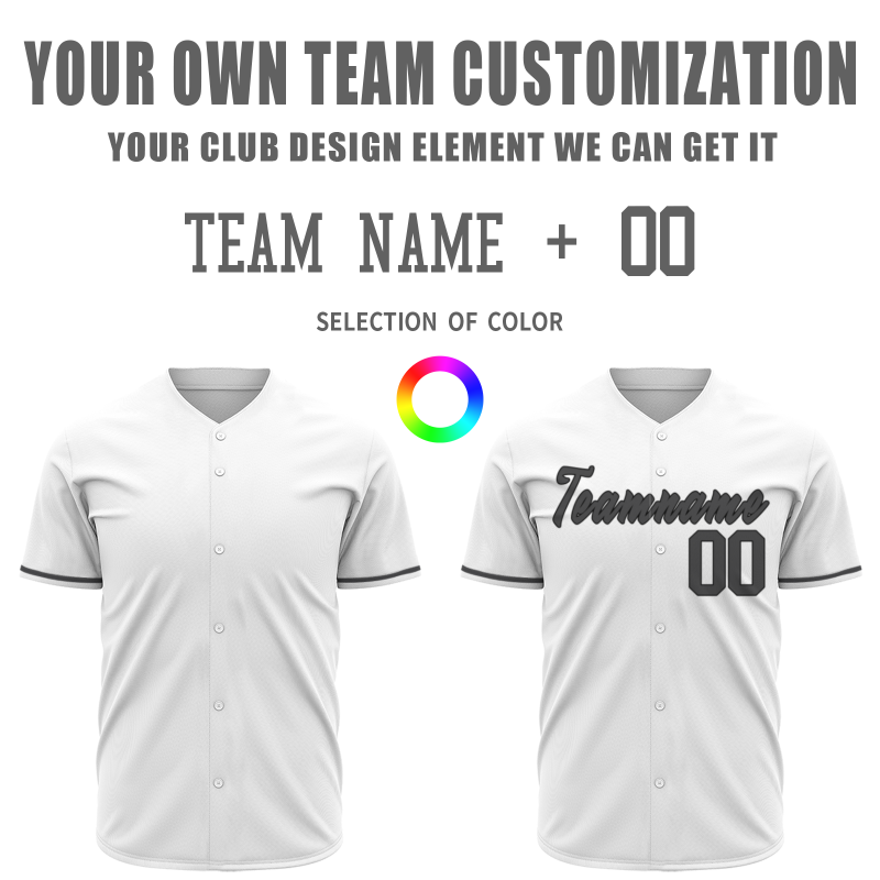 Custom White-Gray Classic Style Full Button Fashion Design Authentic Baseball Jersey