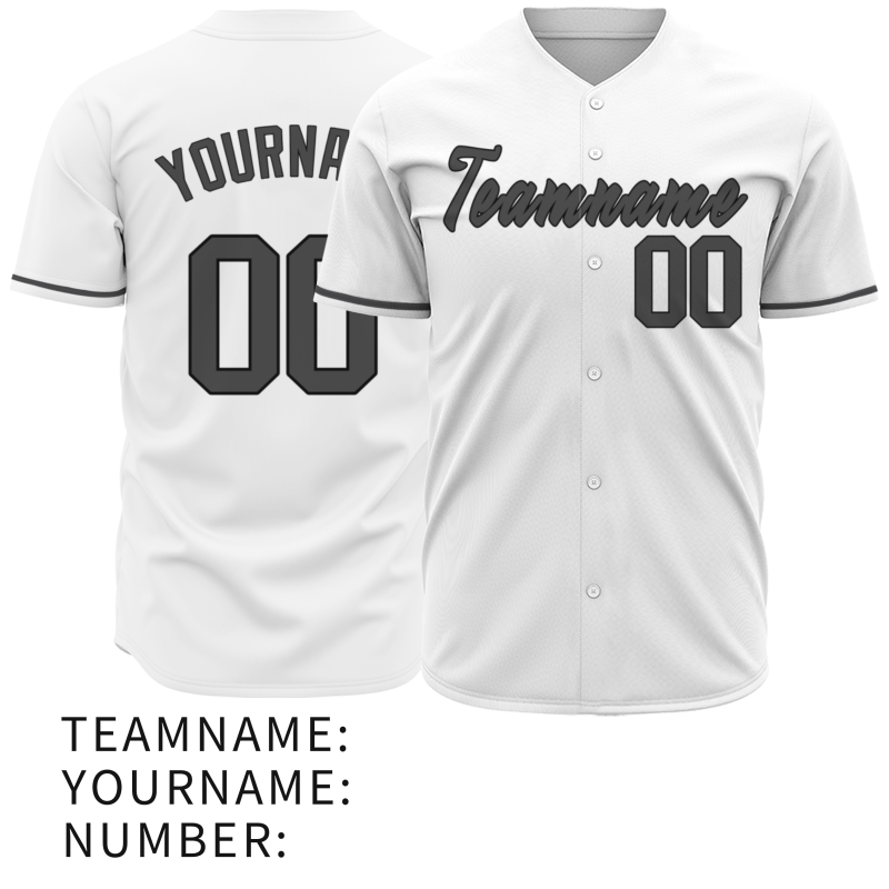 Custom White-Gray Classic Style Full Button Fashion Design Authentic Baseball Jersey