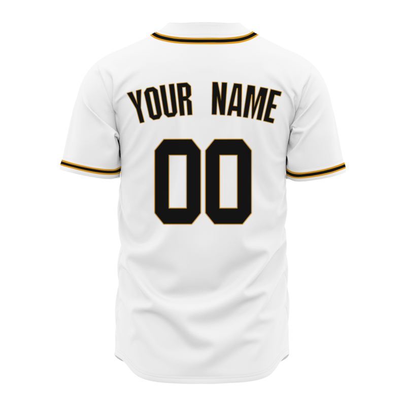Custom White Yellow black Classic Style Full Button Fashion Design Authentic Baseball Jersey