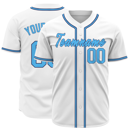 Custom White Black Blue Classic Style Button Down Fashion Design Baseball Jersey