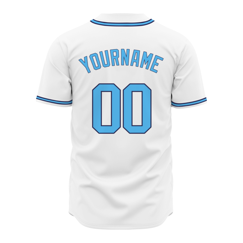 Custom White Black Blue Classic Style Button Down Fashion Design Baseball Jersey