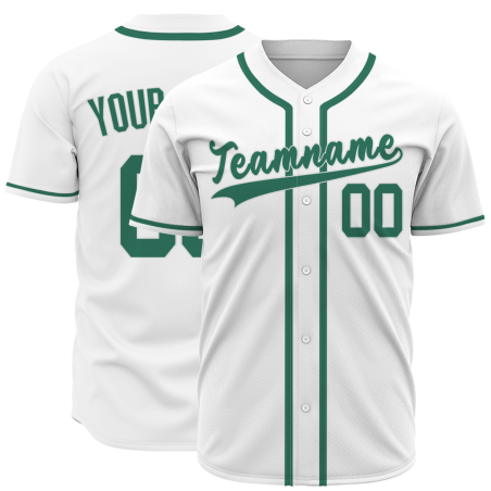 Custom White Green Classic Style Button Down Fashion Design Baseball Jersey