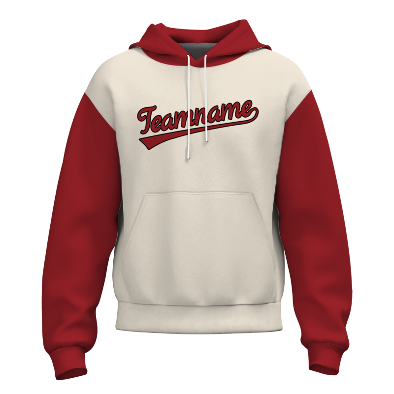 Custom Beige Red Red-Black Classic Style Personalized Sport Pullover Hoodie