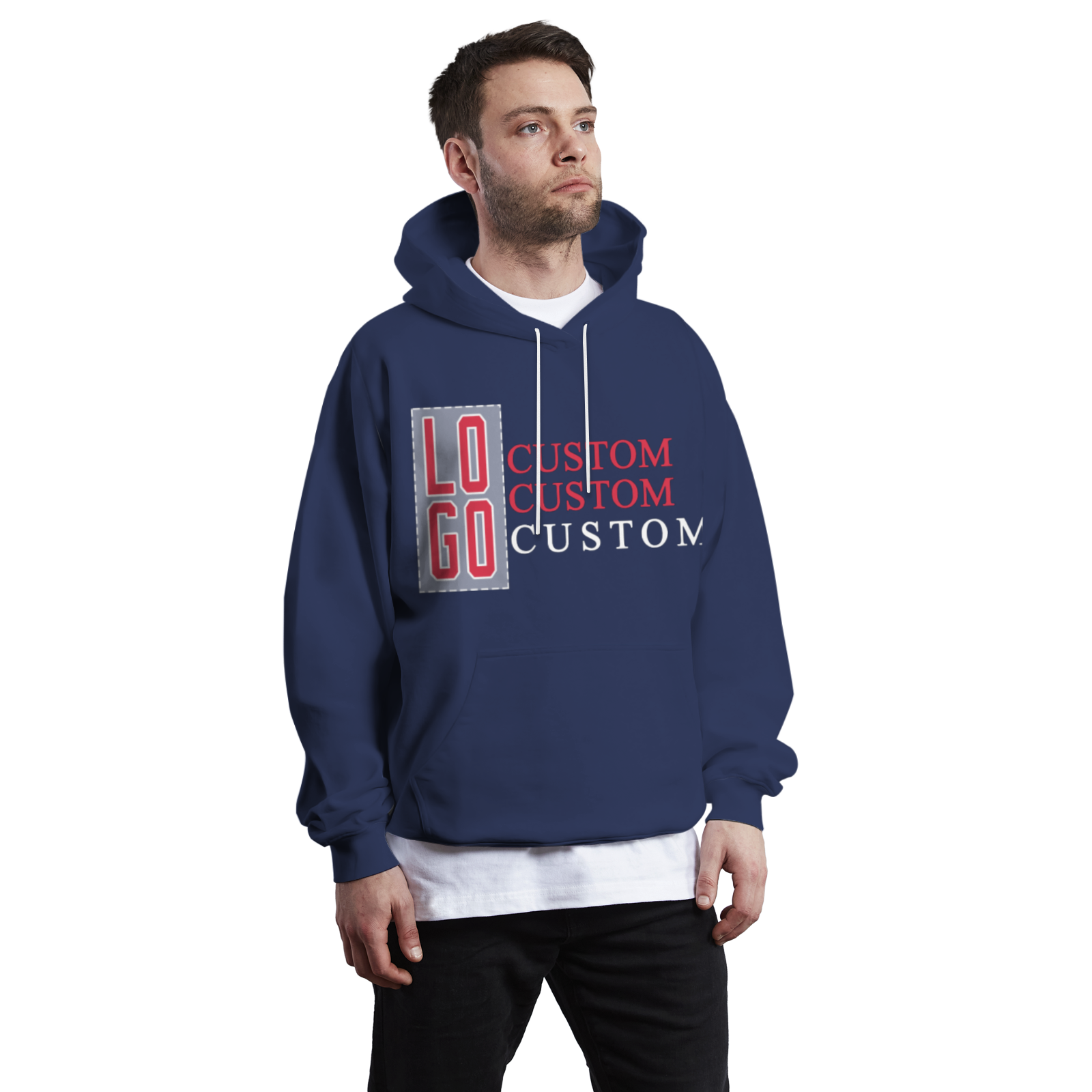 Custom Blue Violet Red-White Classic Style Personalized Sport Pullover Hoodie