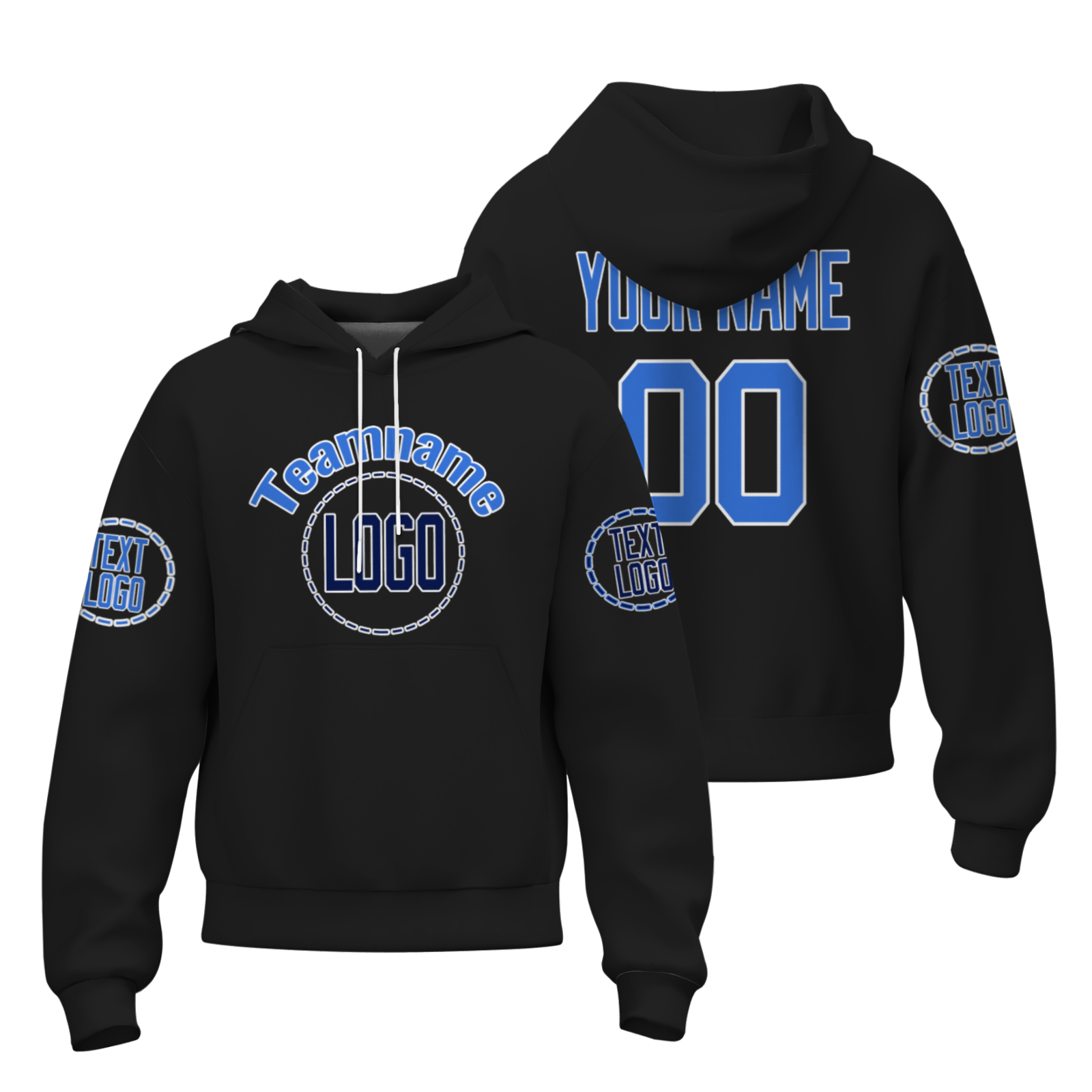 Custom Black Royal-White Fashion Athletic Pullover Sweatshirt Hoodie