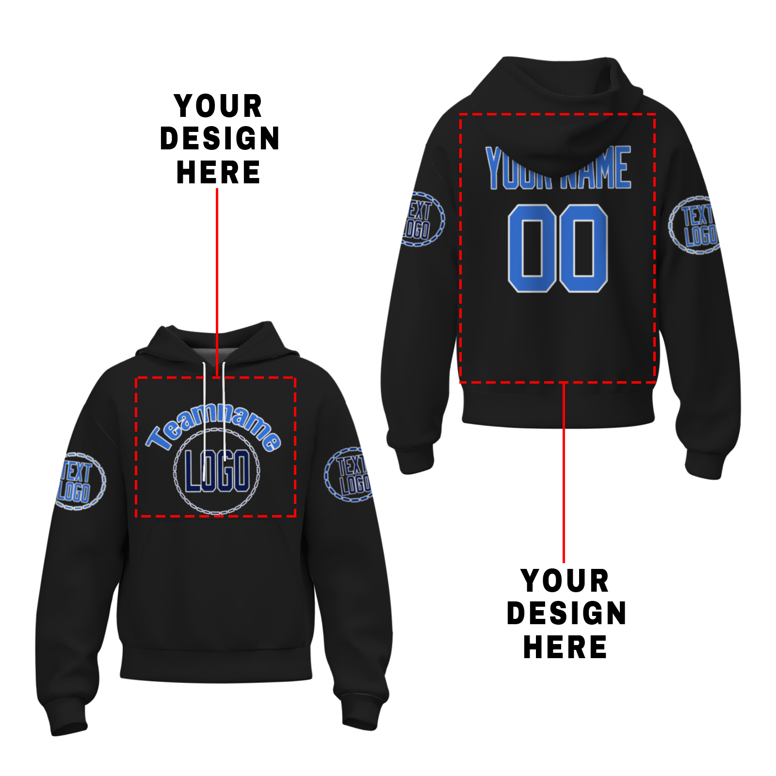 Custom Black Royal-White Fashion Athletic Pullover Sweatshirt Hoodie