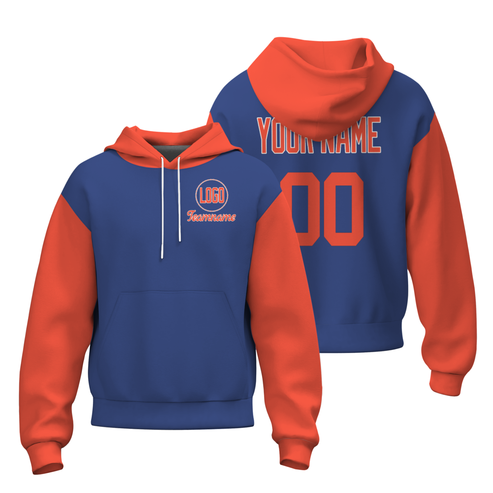 Custom Navy Orange Orange-White Classic Style Pullover Sport Fashion Hoodie Uniform