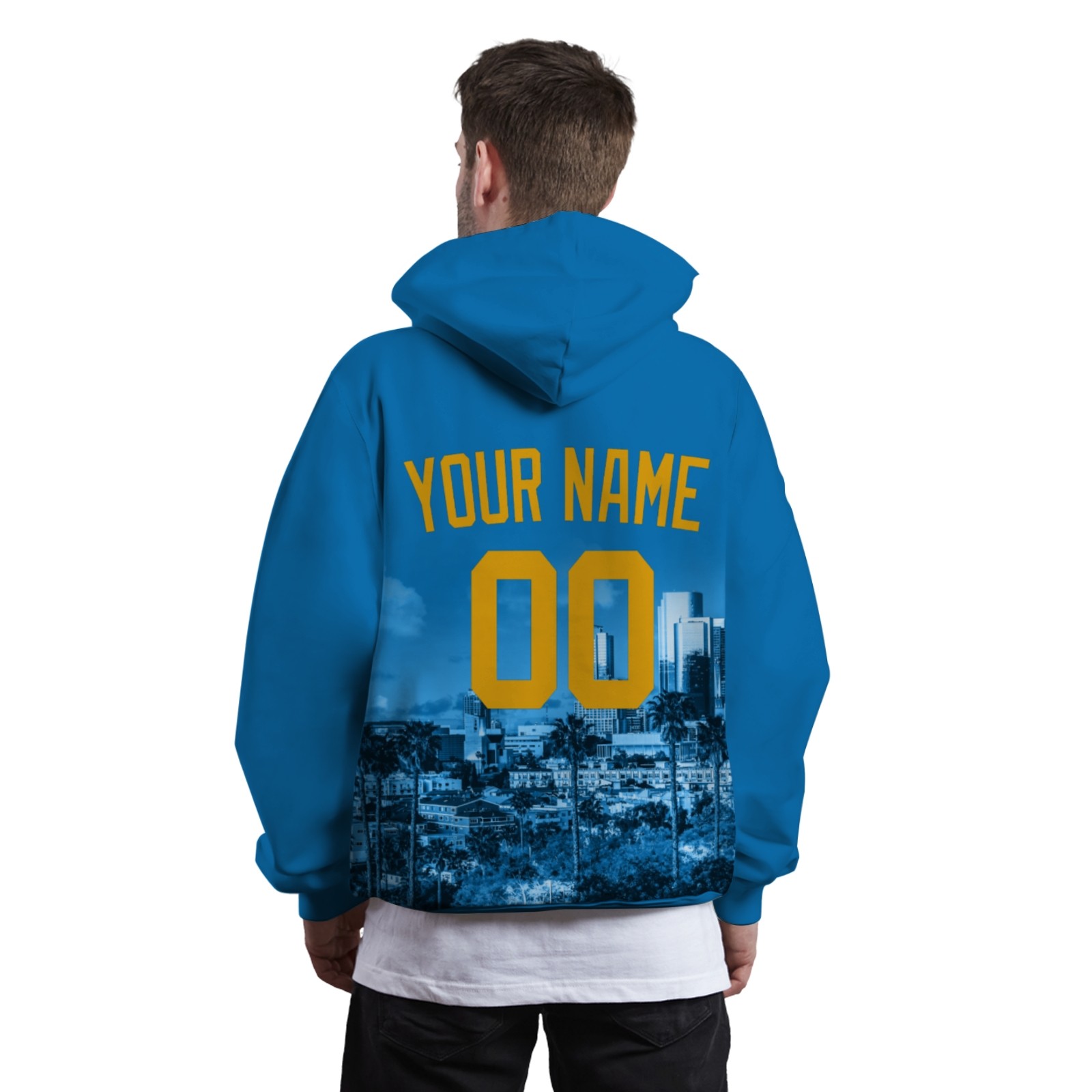Custom Cerulean Gold City Silhouette Style Fashion Athletic Pullover Sweatshirt Hoodie