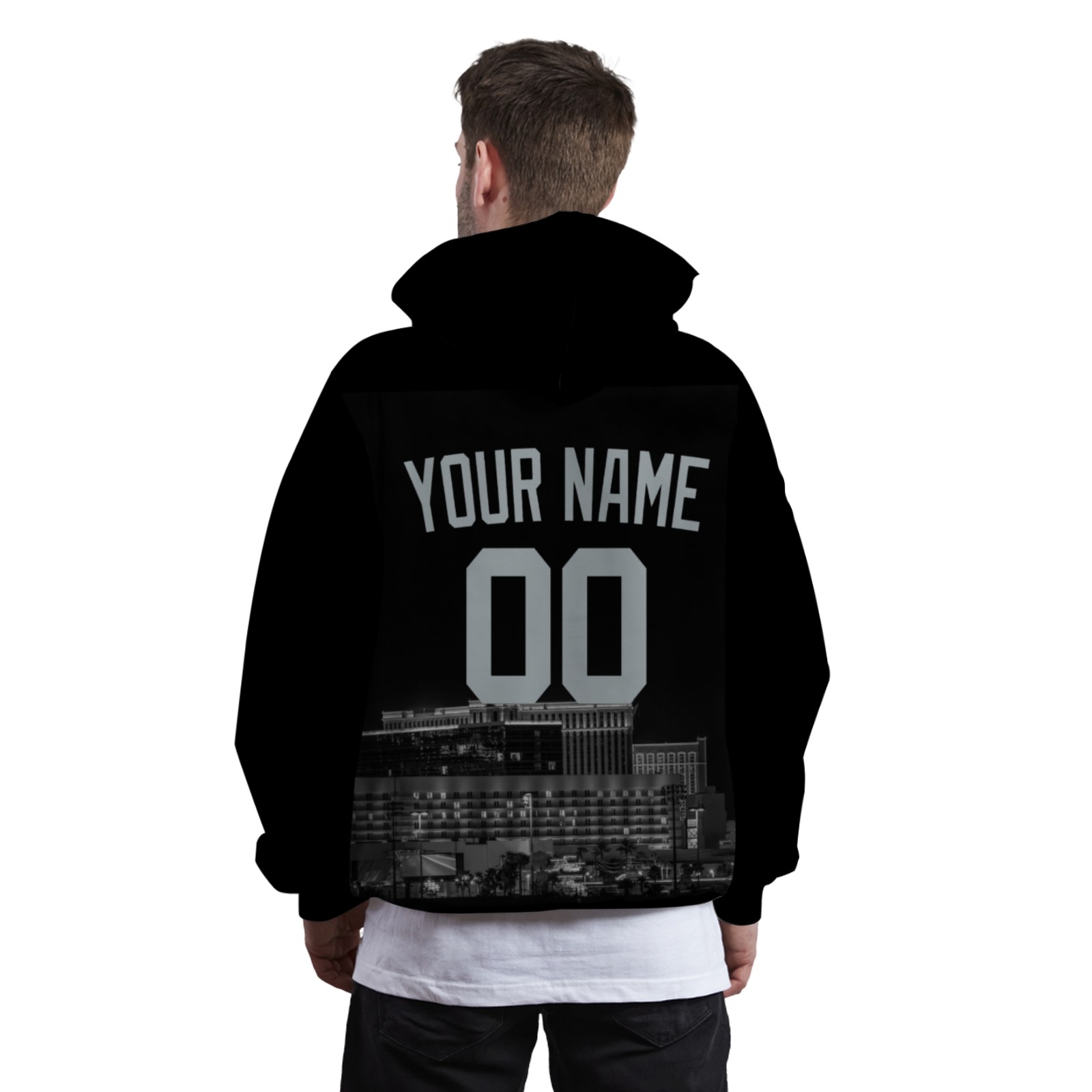 Custom Black Gray City Silhouette Style Fashion Athletic Pullover Sweatshirt Hoodie