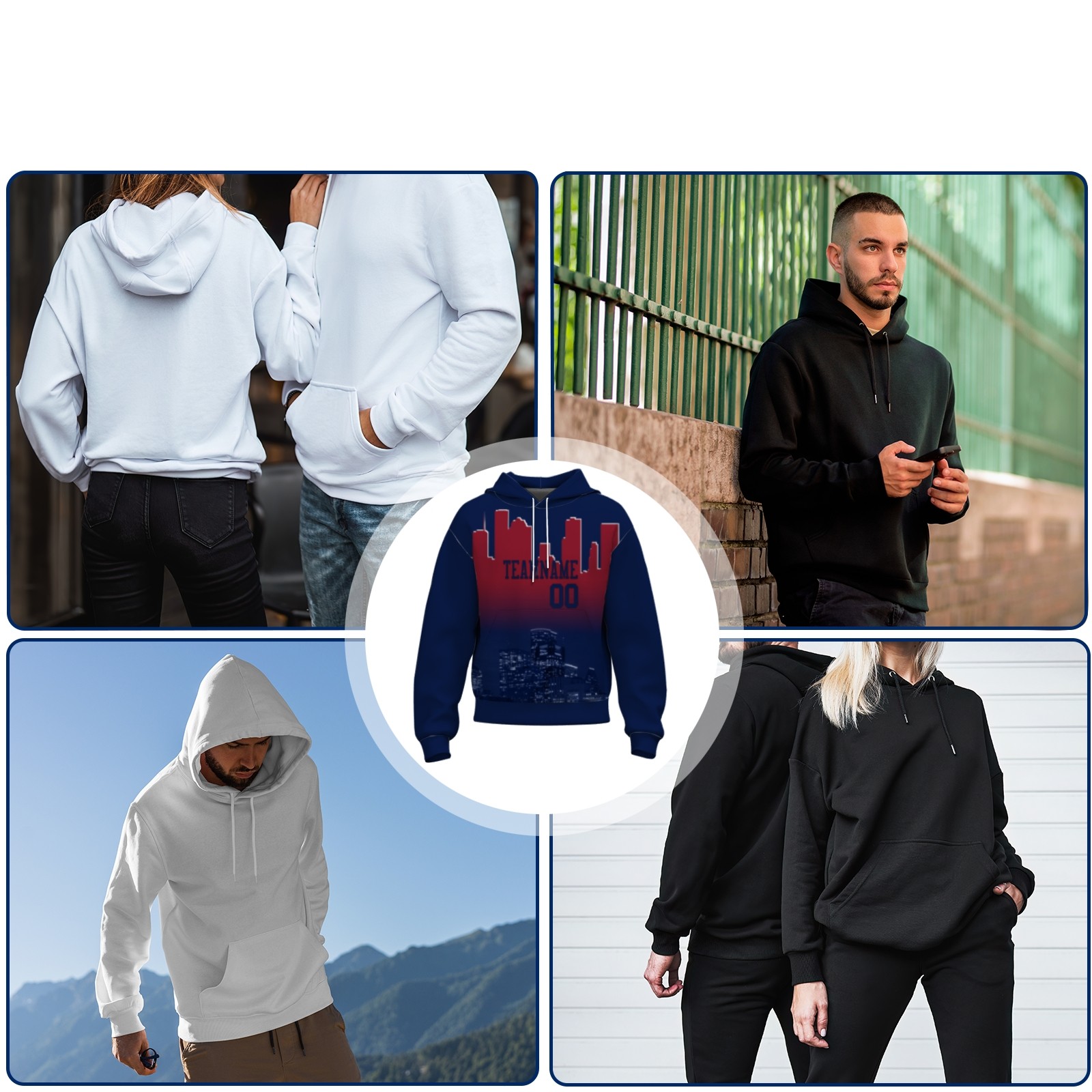 Custom Dark Purple Mahogany City Silhouette Style Fashion Athletic Pullover Sweatshirt Hoodie