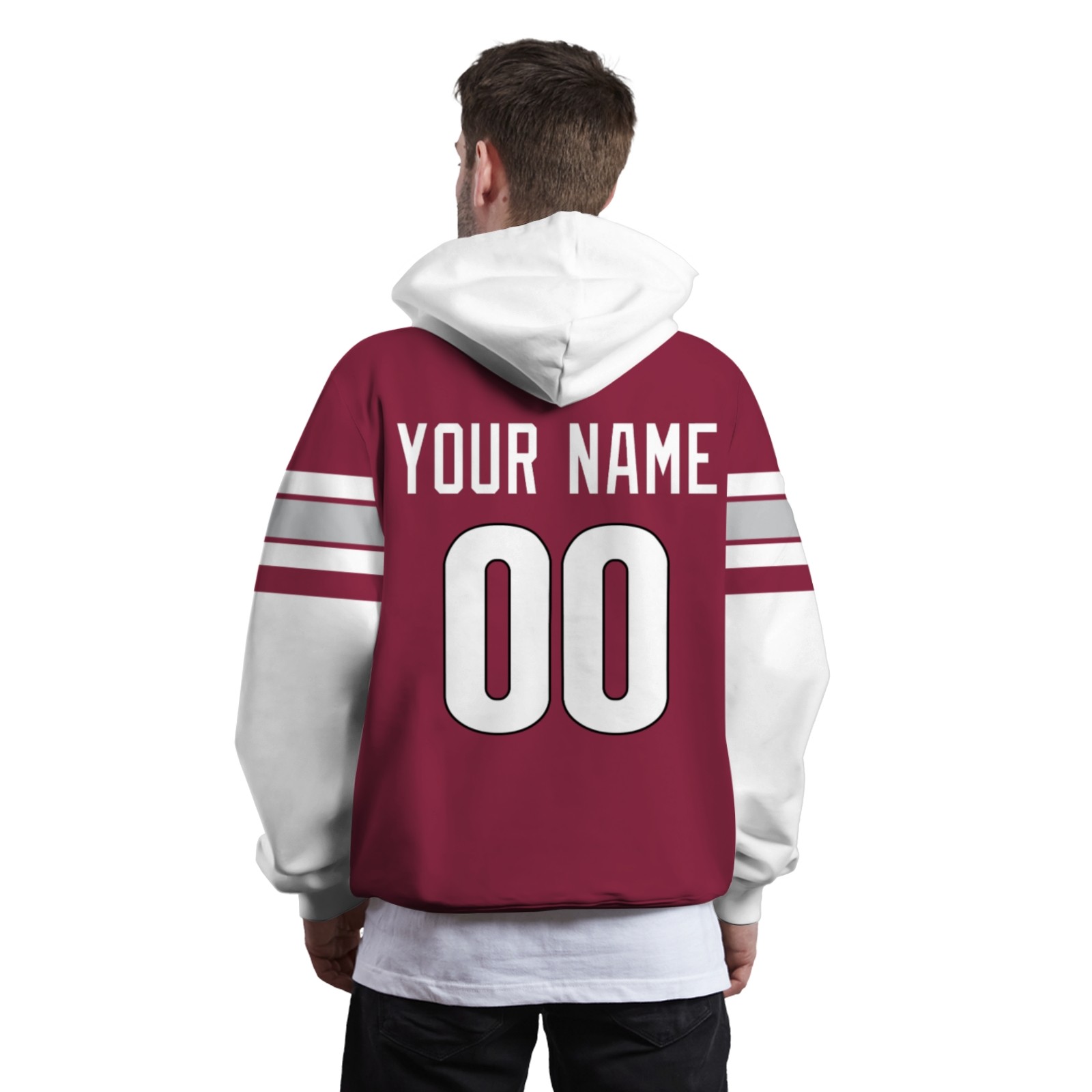 Custom Mahogany White-Black Rugby Style Fashion Athletic Pullover Sweatshirt Hoodie