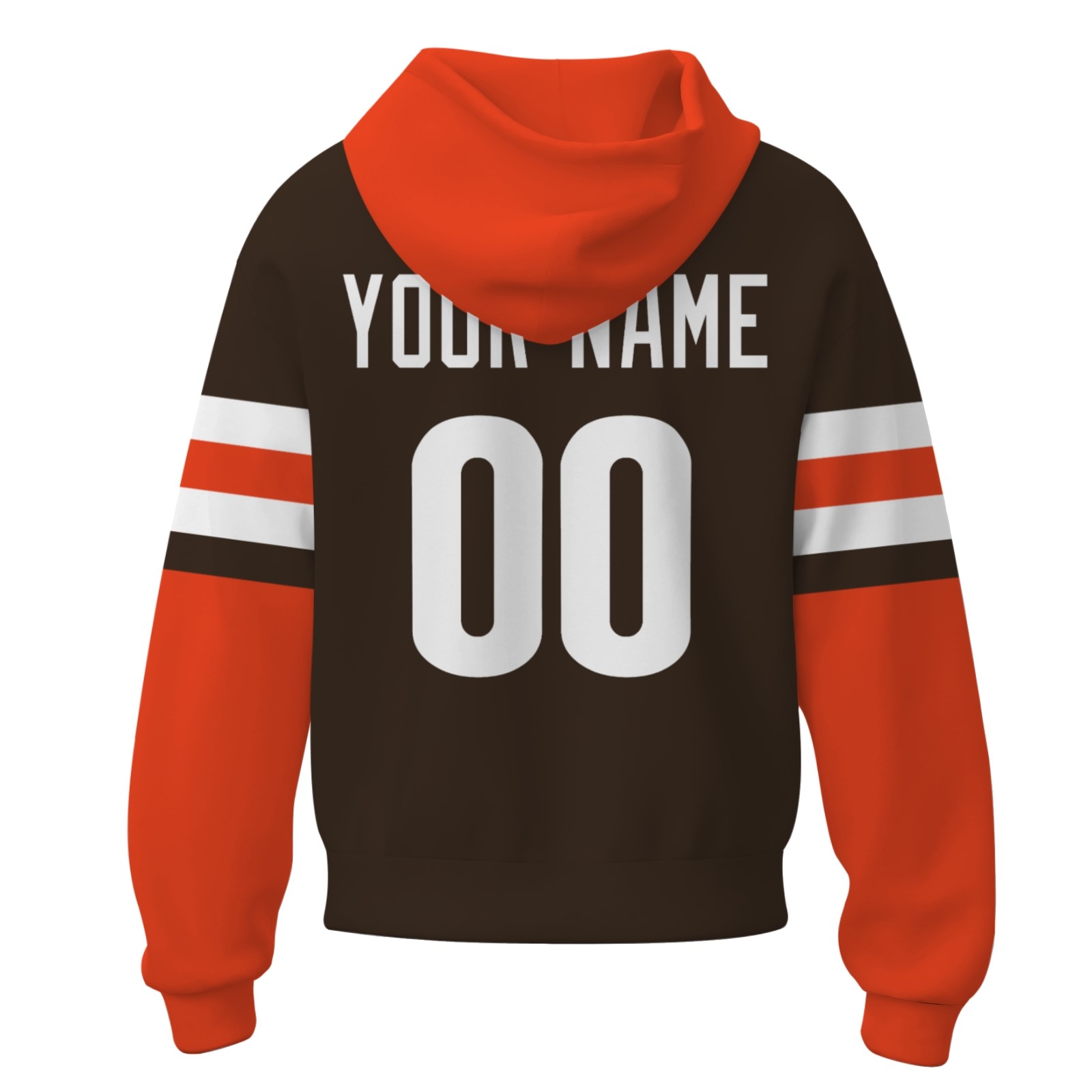 Custom Orange Brown White Rugby Style Fashion Athletic Pullover Sweatshirt Hoodie