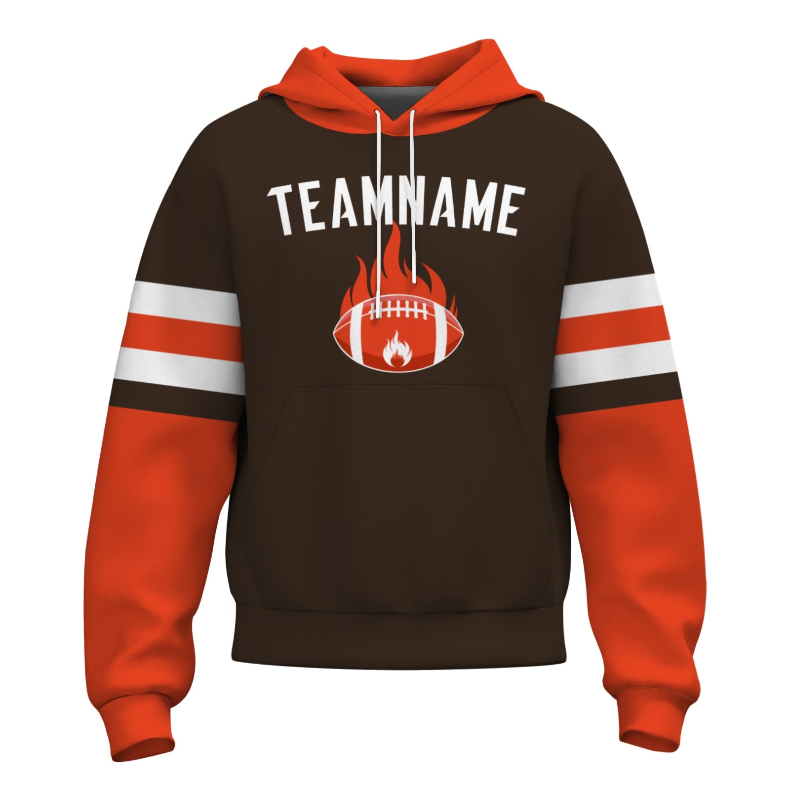 Custom Orange Brown White Rugby Style Fashion Athletic Pullover Sweatshirt Hoodie