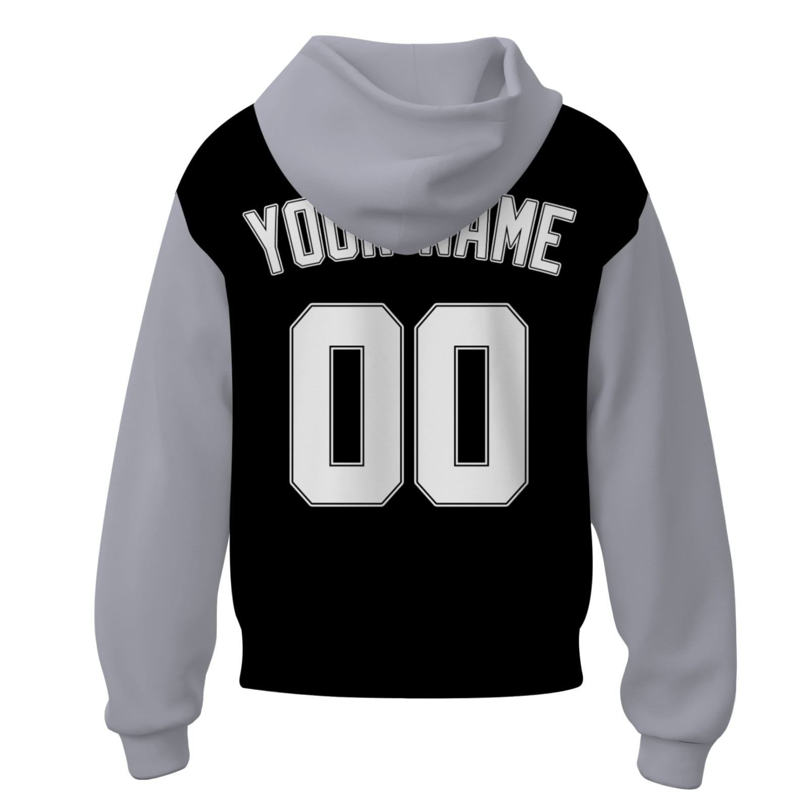Custom Black Gray White-Black Classic Style Sweatshirt Pullover Hoodie with Raglan Sleeves