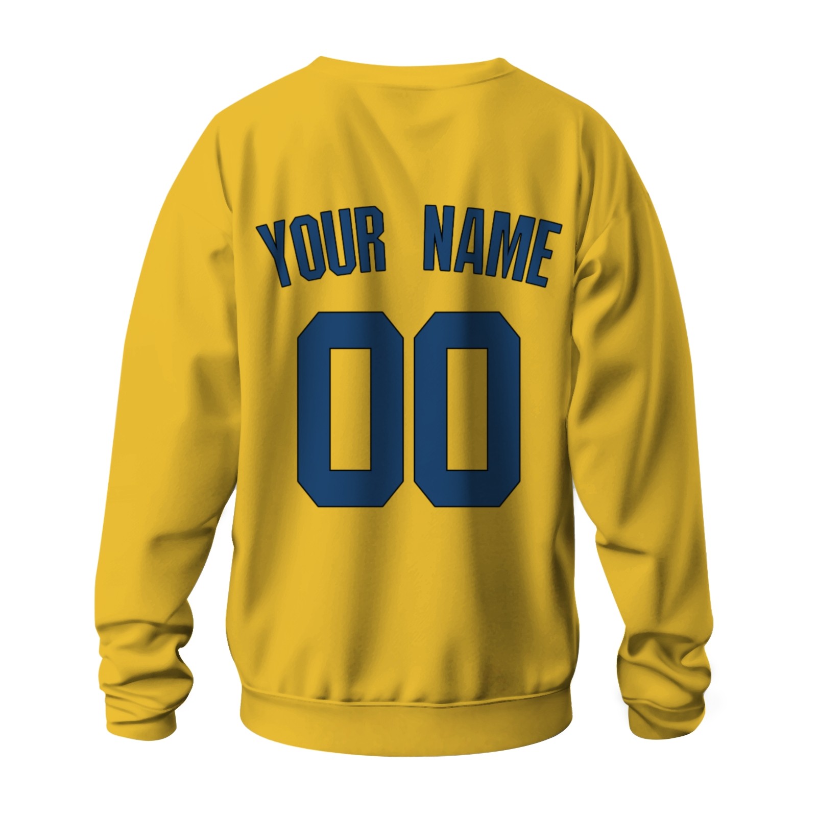 Custom Gold Navy Blue-Black Personalized Fashion Crew Neck Pullover