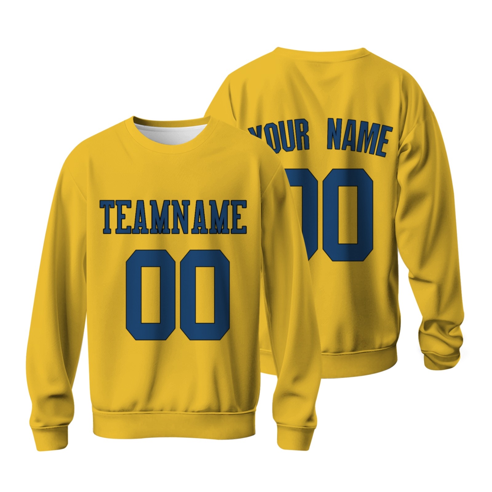 Custom Gold Navy Blue-Black Personalized Fashion Crew Neck Pullover