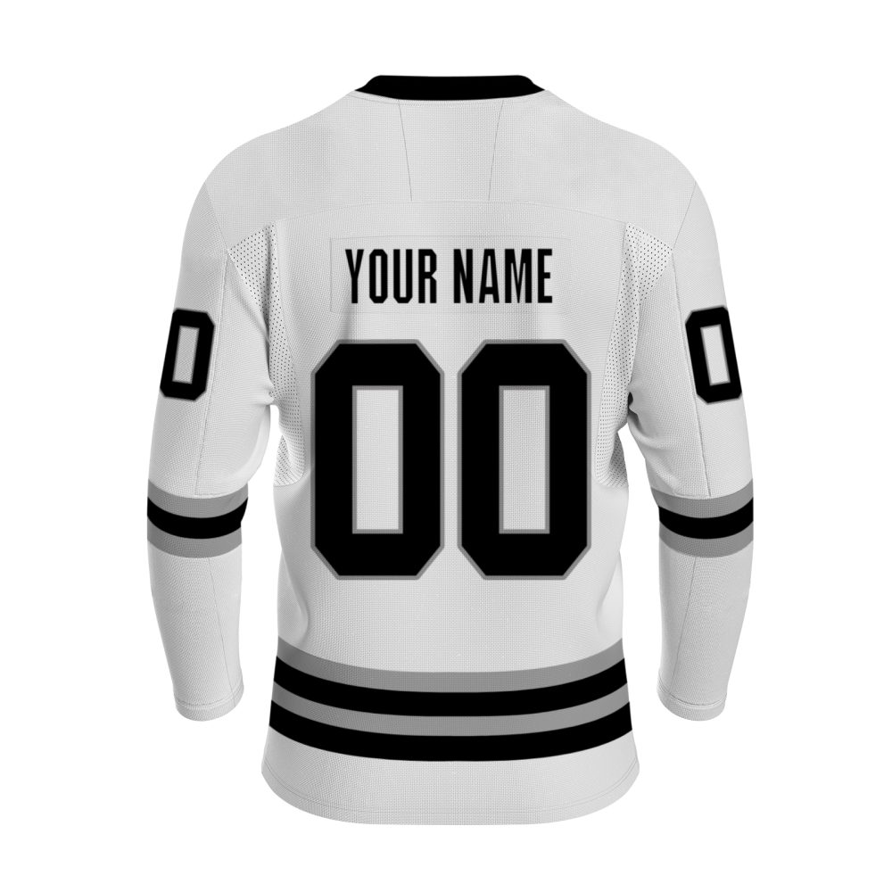 Custom White Black-Gray Personalized Fashion Hockey Jersey