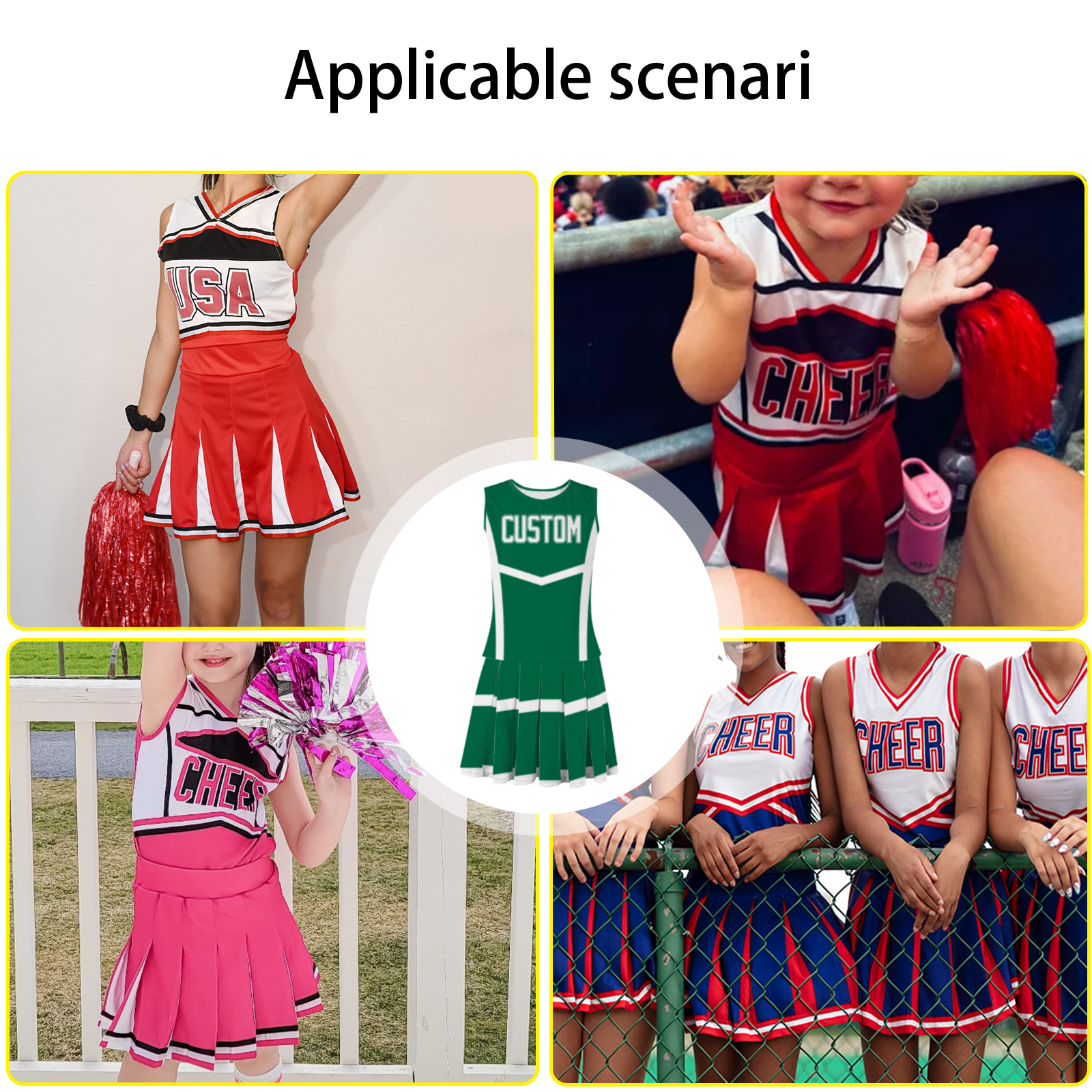 Custom Pine Green White Modern Style Fashion Durable Cheerleader Outfit