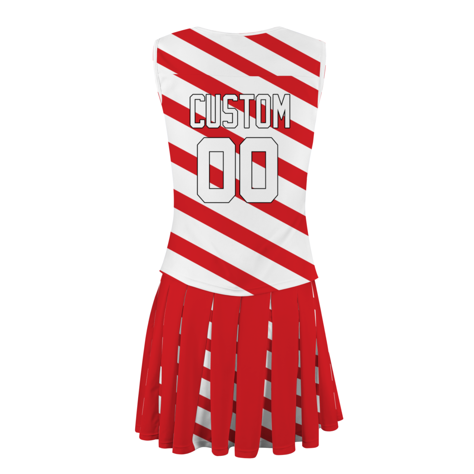 Custom Red White-Black Stripes Modern Style Fashion Durable Cheerleader Outfit