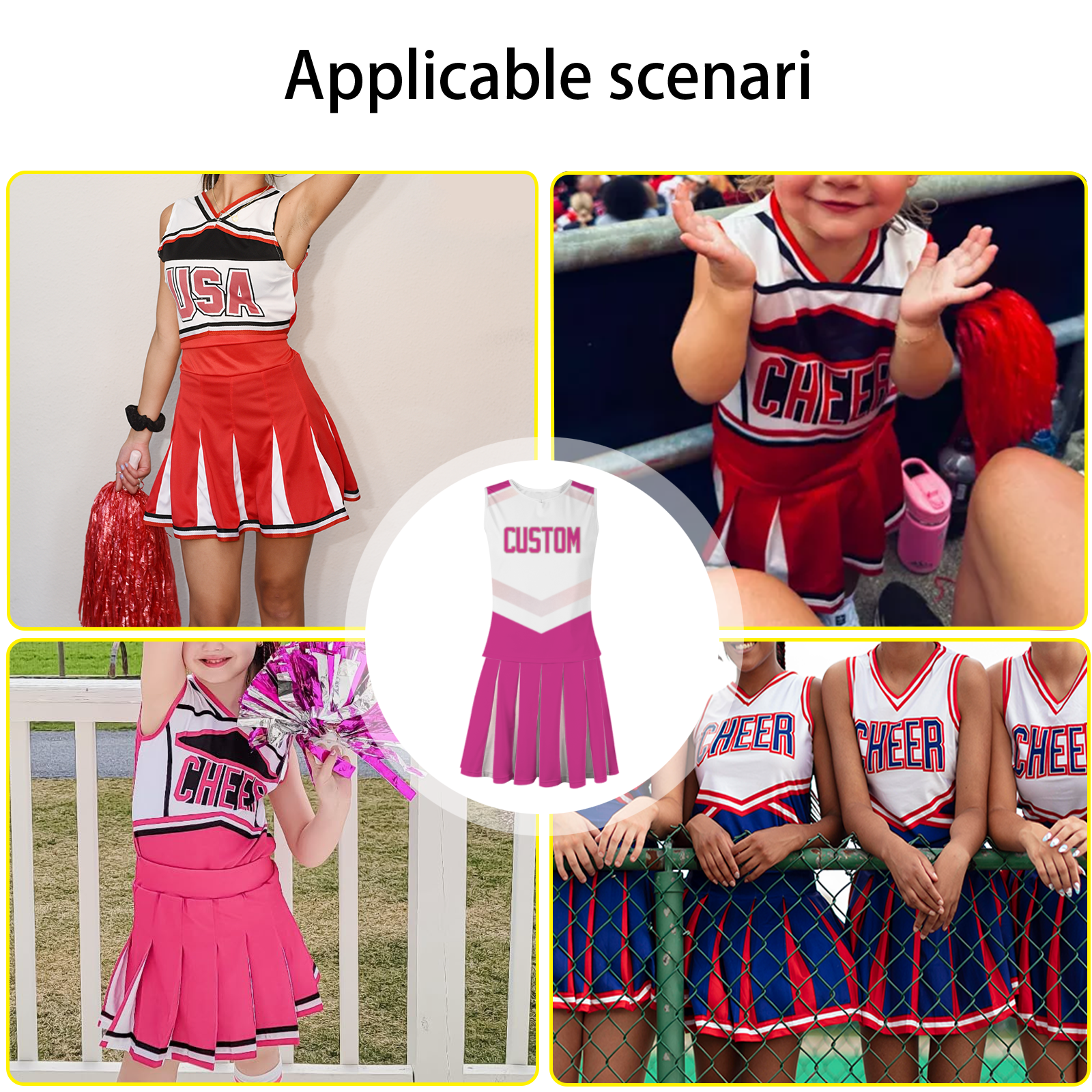 Custom Pink White Modern Style Fashion Durable Cheerleader Outfit