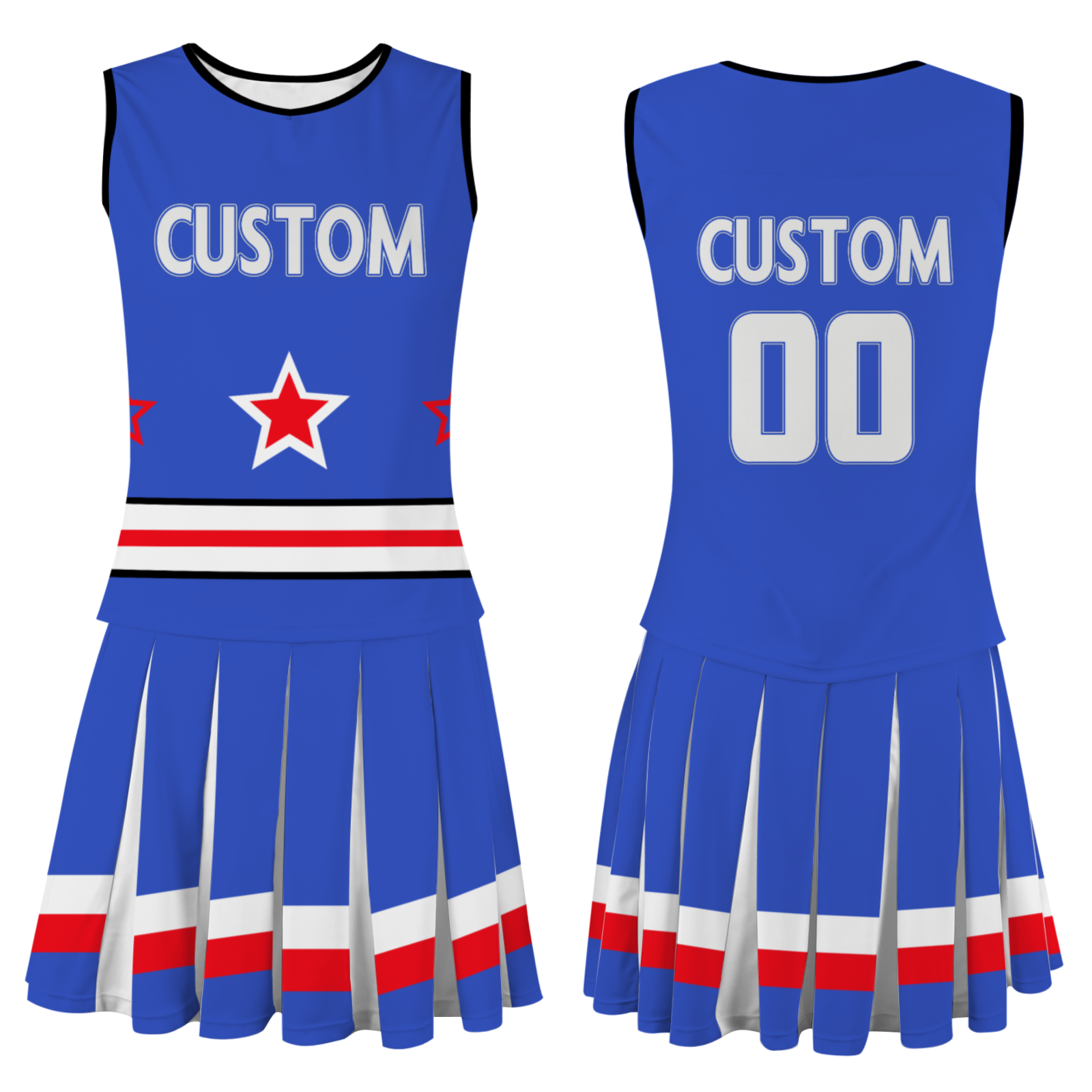 Custom Royal Blue White Modern Style Fashion Durable Cheerleader Outfit