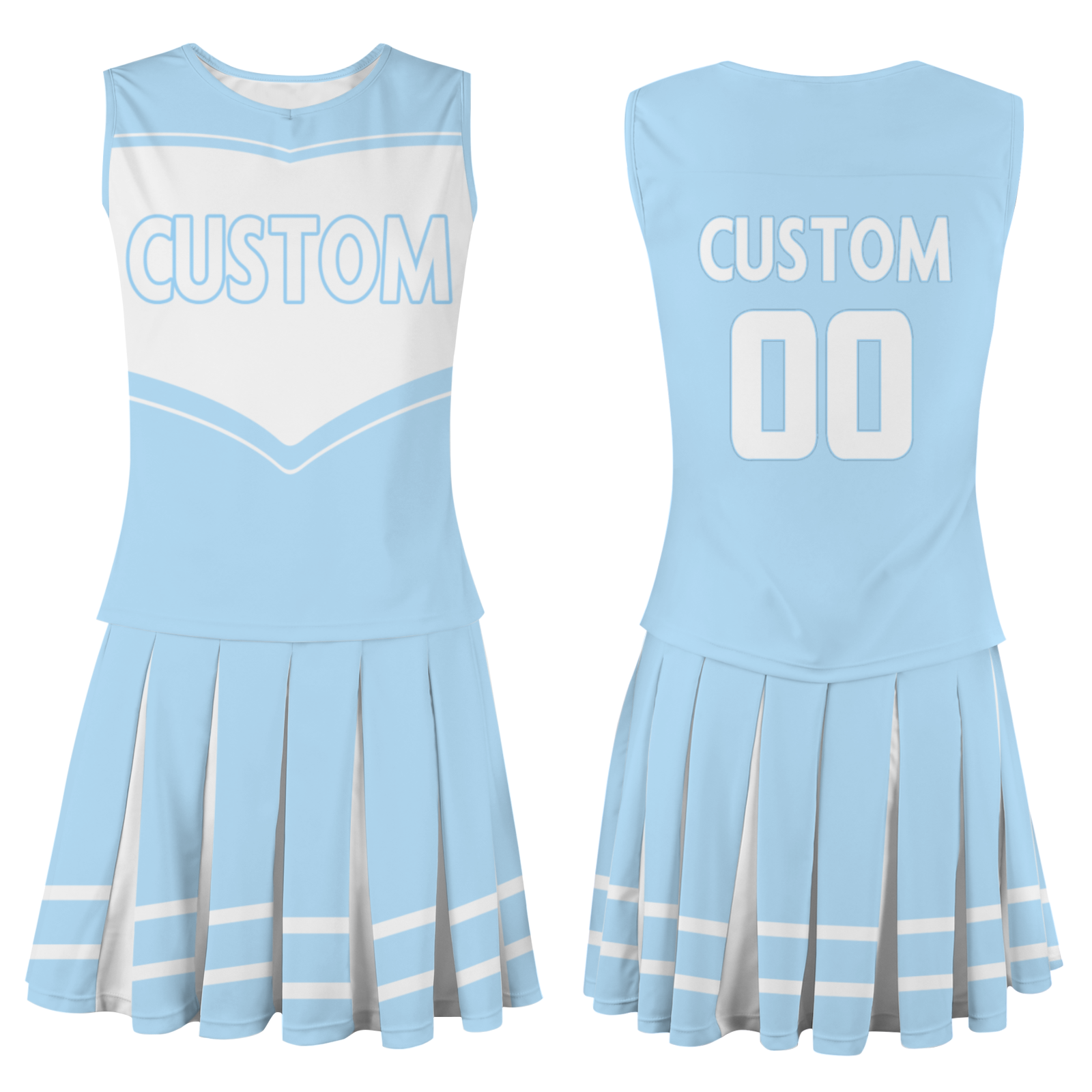 Custom Light Blue White-Light Blue Stylish Designs Cheerleader Apparel