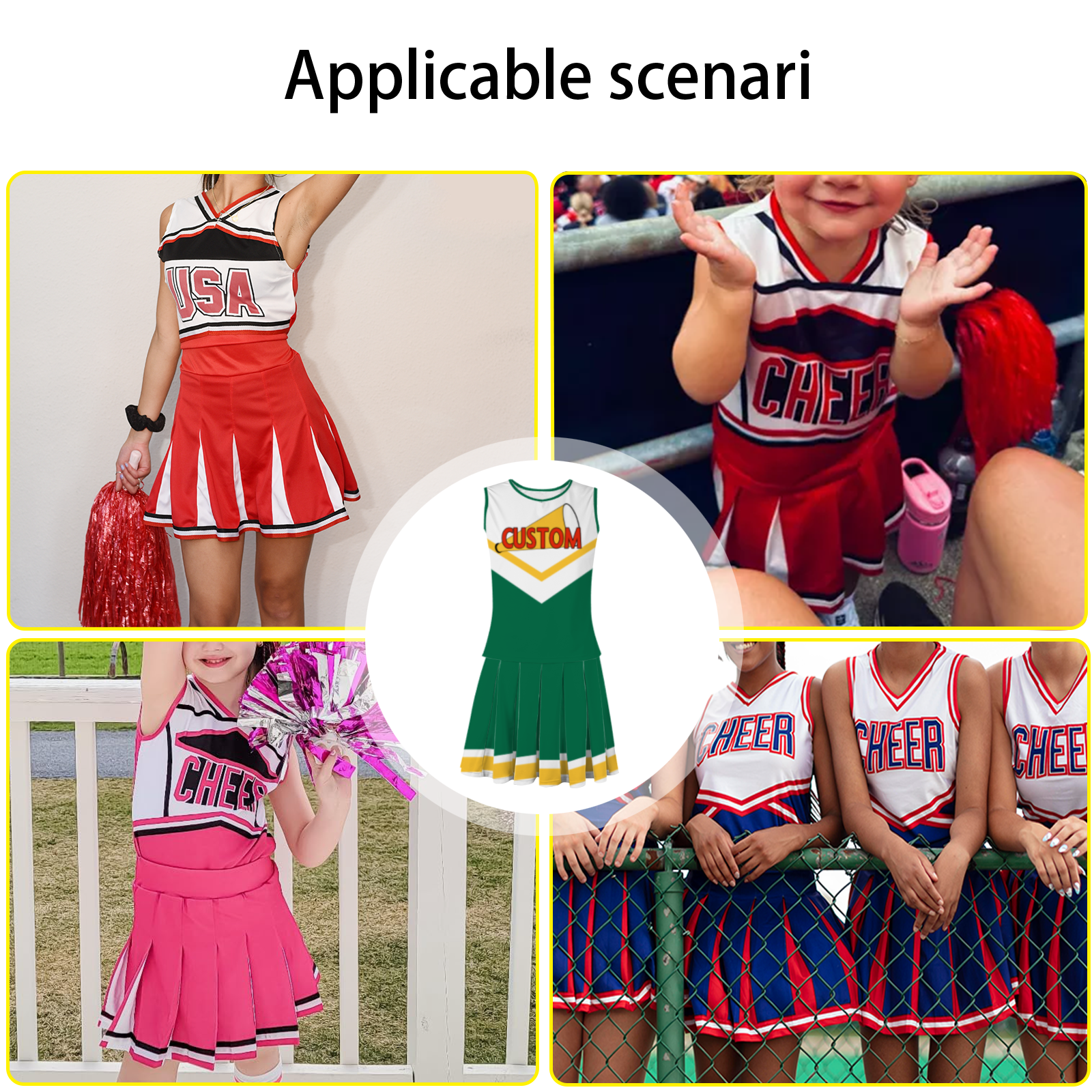 Custom Oliver Green Red-Black Stylish Designs Cheerleader Apparel