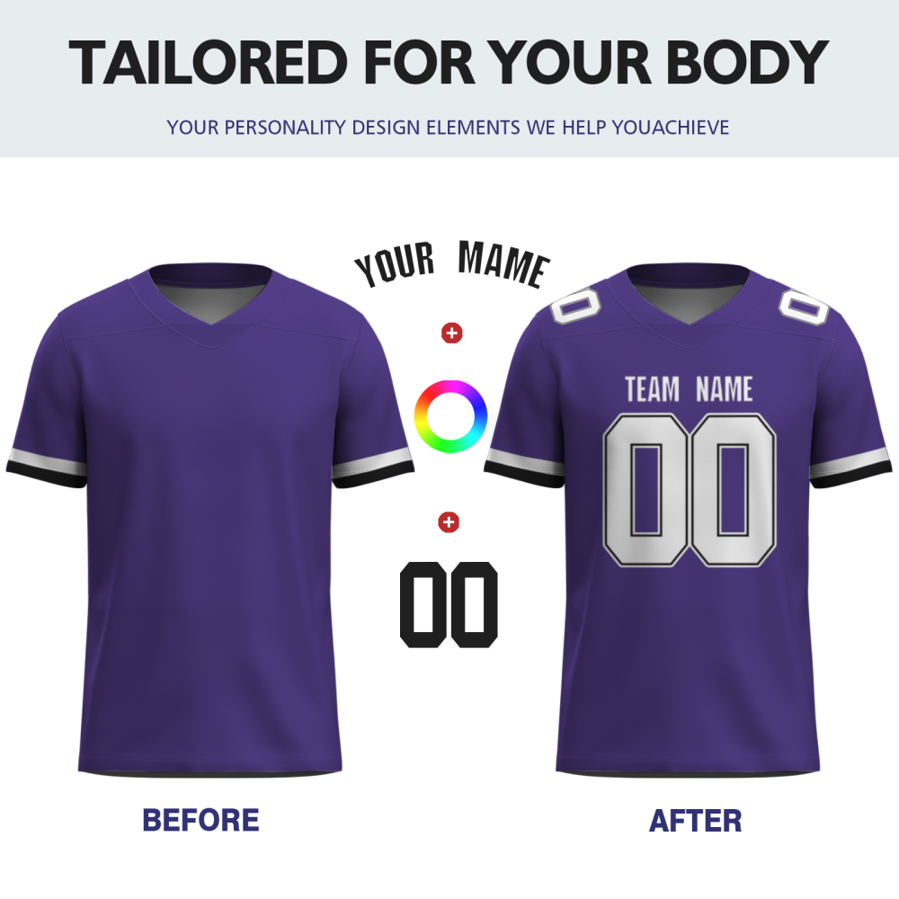 Custom Purple White-Black Classical Style Mesh Authentic Football Jersey