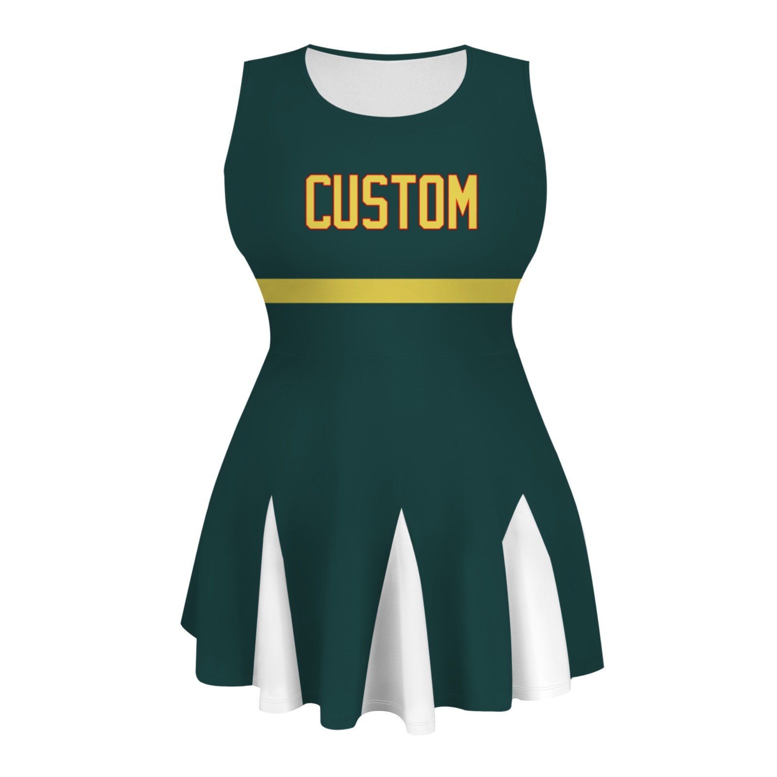 Custom Oliver Green Yellow-Red Stylish One-Piece Cheerleading Uniform
