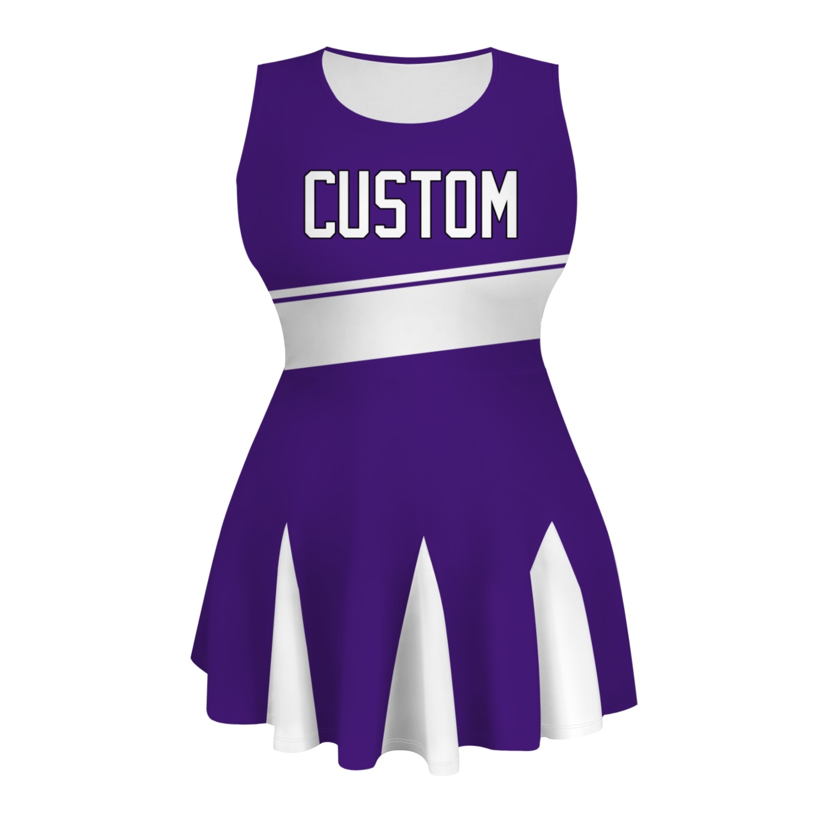 Custom Purple White Stylish One-Piece Cheerleading Uniform