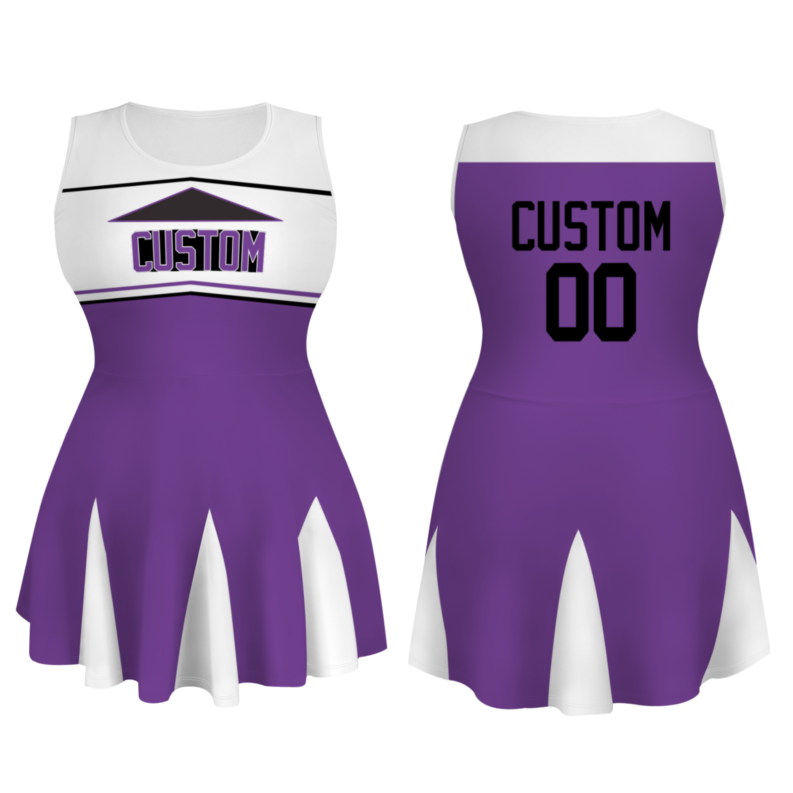 Custom Purple Black Stylish One-Piece Cheerleading Uniform