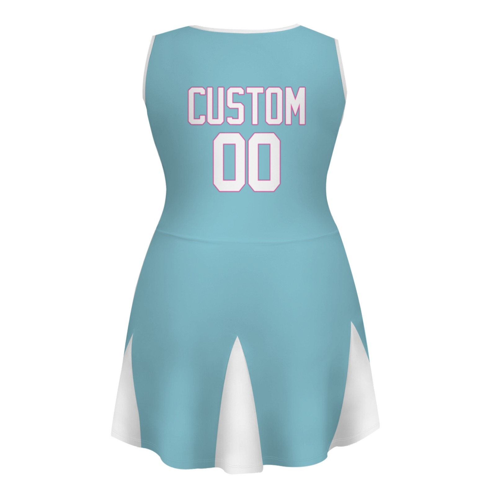 Custom Ocean Blue White-Pink Stylish One-Piece Cheerleading Uniform