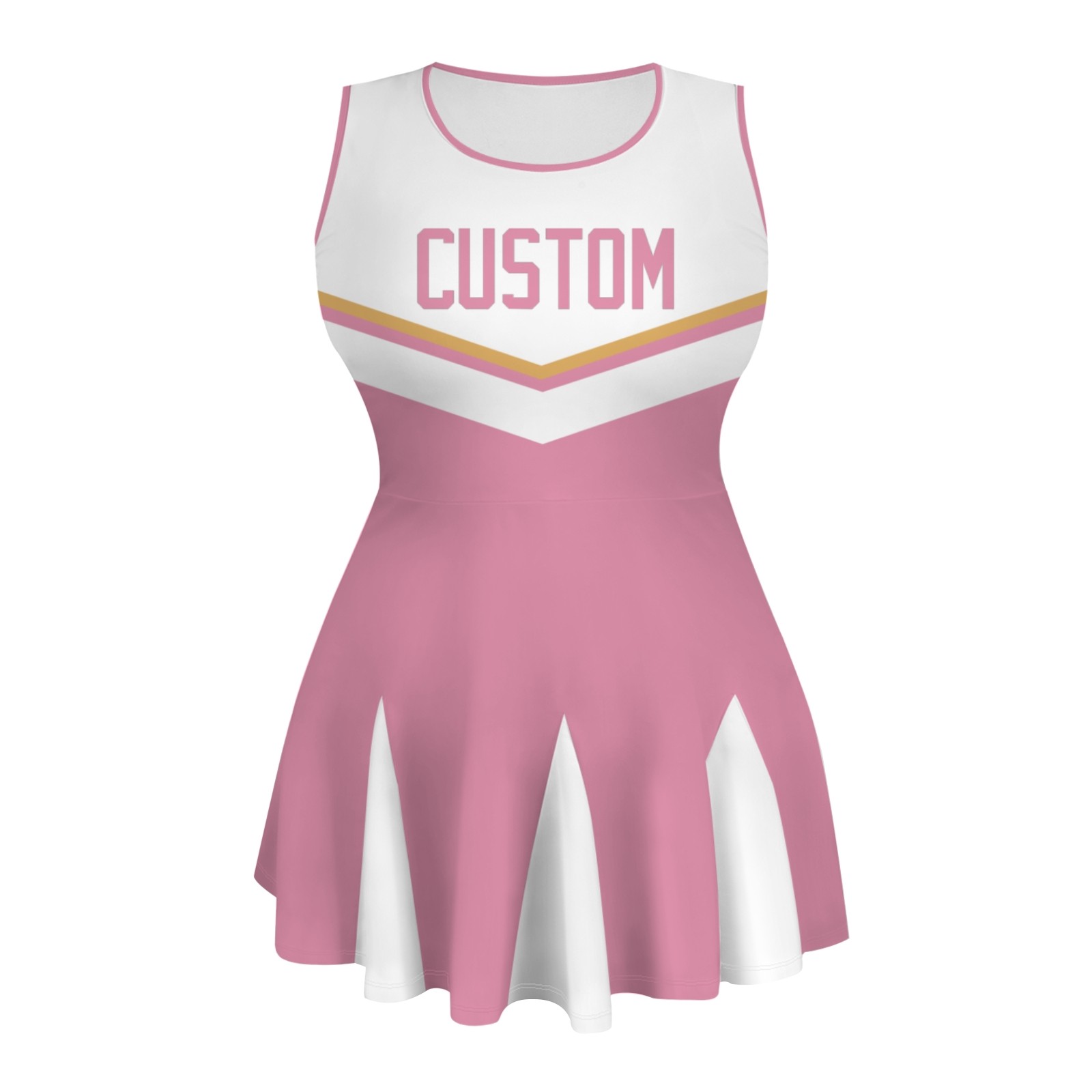 Custom Pink White Stylish One-Piece Cheerleading Uniform