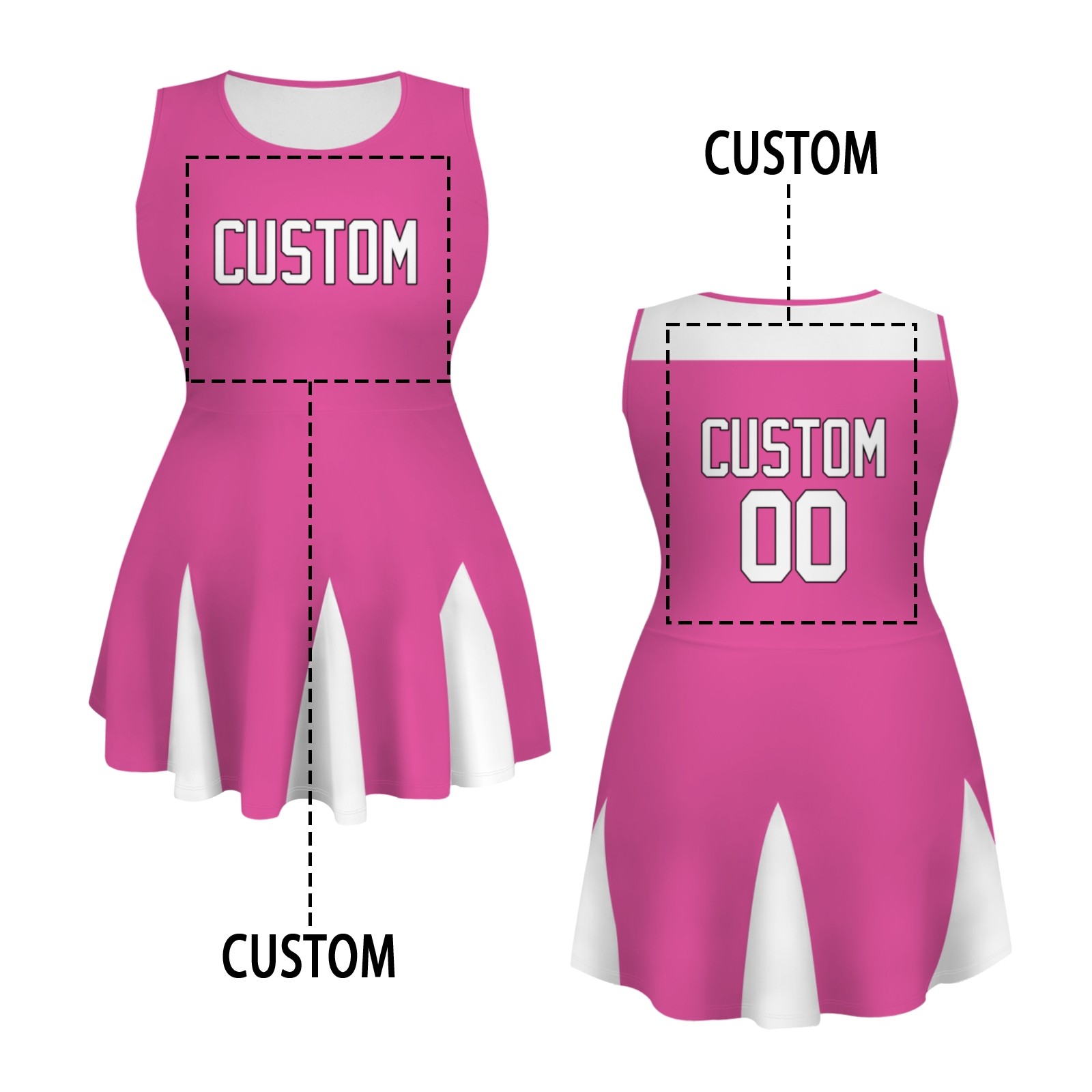 Custom Peach White-Black Stylish One-Piece Cheerleading Uniform