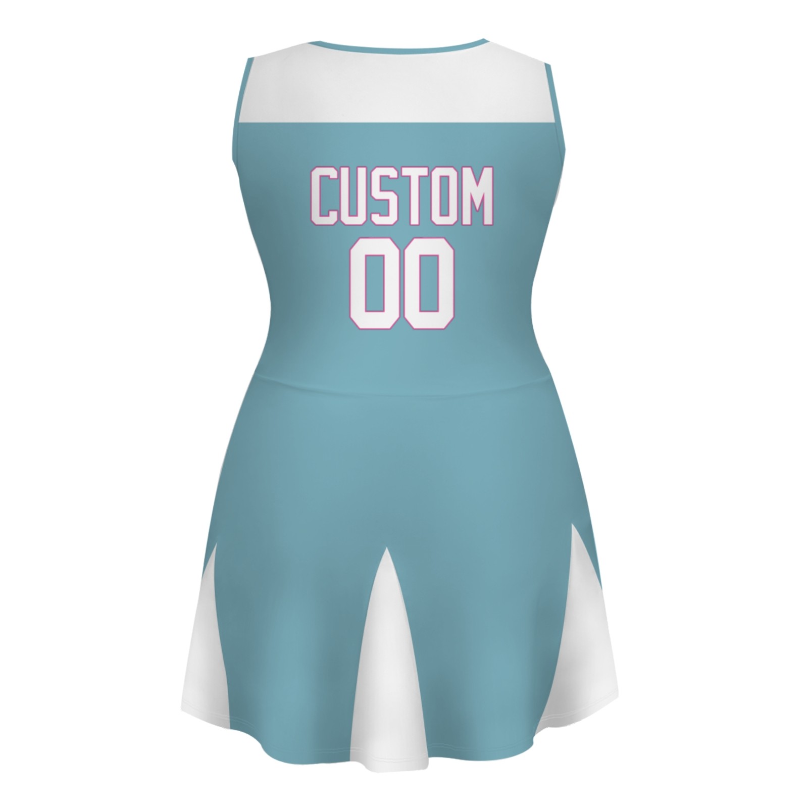 Custom Ocean Blue White-Pink Stylish One-Piece Cheerleading Uniform