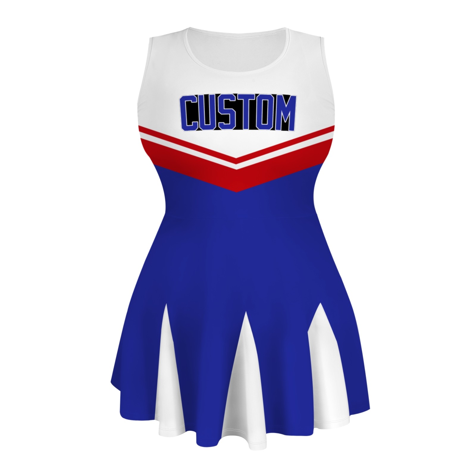Custom Royal Blue White-Red Stylish One-Piece Cheerleading Uniform