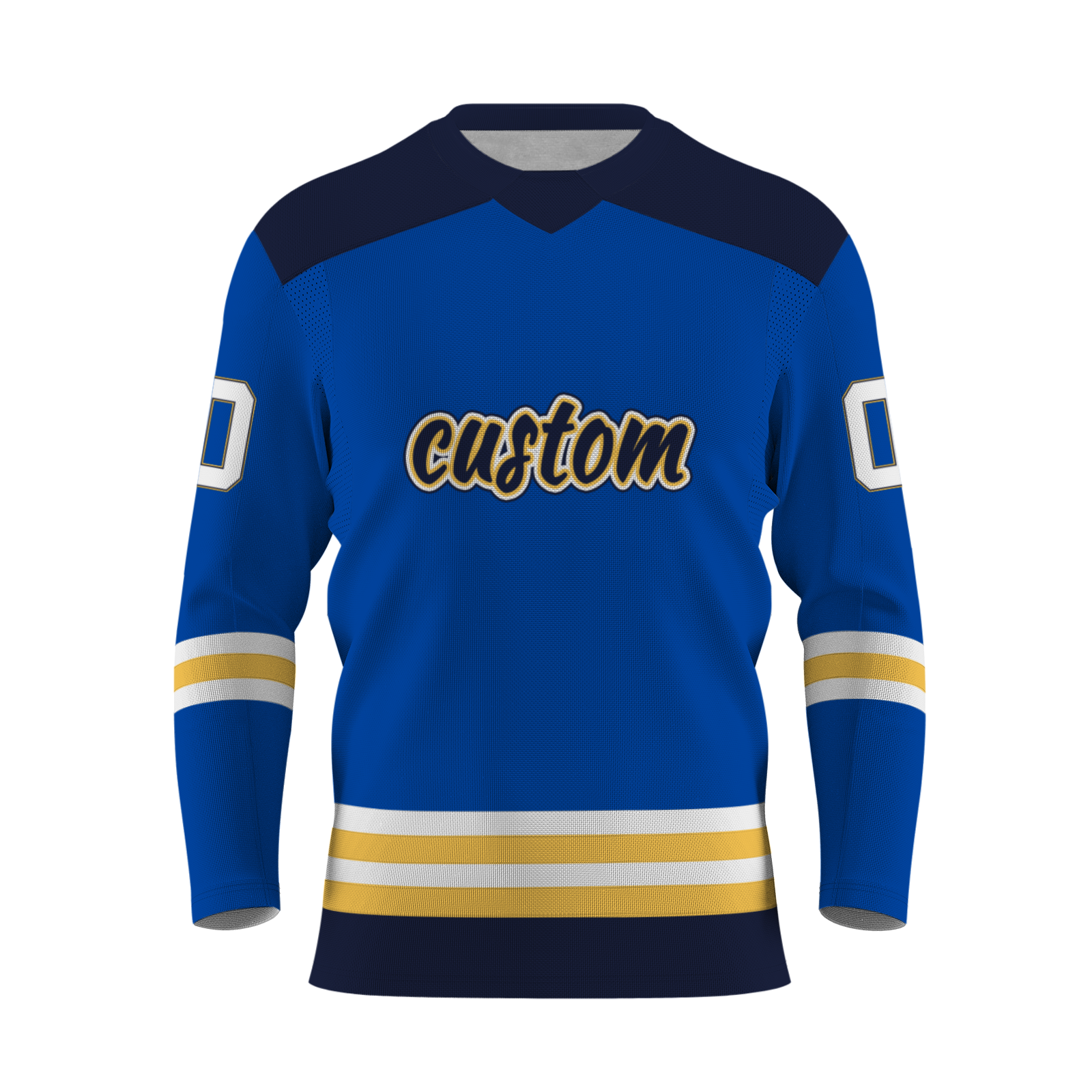 Custom Blue Navy-Yellow Personalized Fashion Classical Style Hockey Jersey