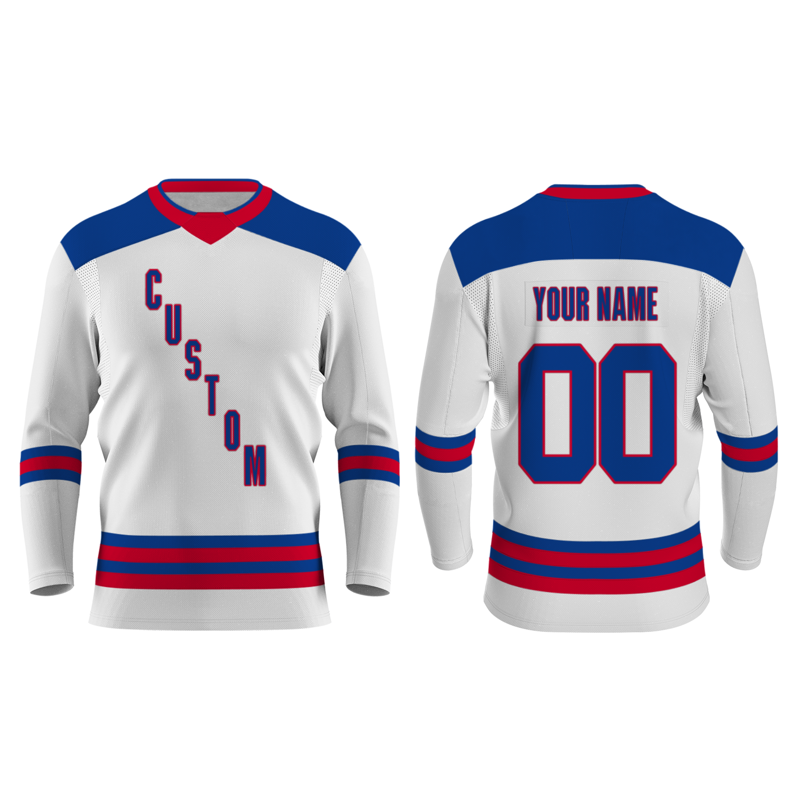 Custom White Red Navy-blue Personalized Fashion Classical Style Hockey Jersey