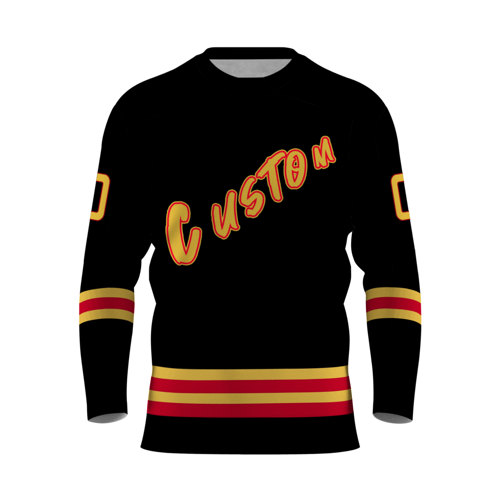 Custom Black Gold -Red Personalized Classical Style Hockey Jersey