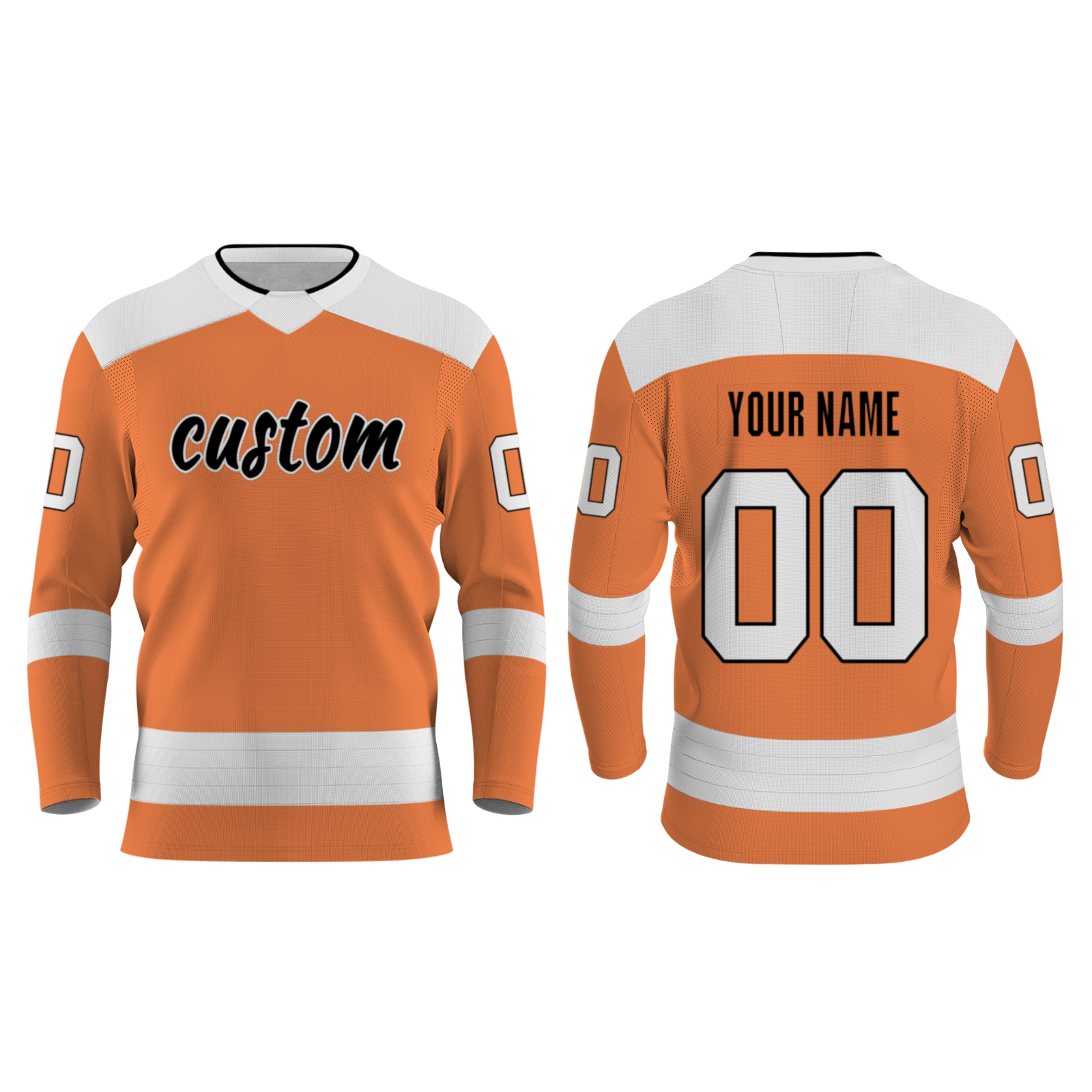 Custom Orange Black - White Personalized Classical Style Hockey Jersey