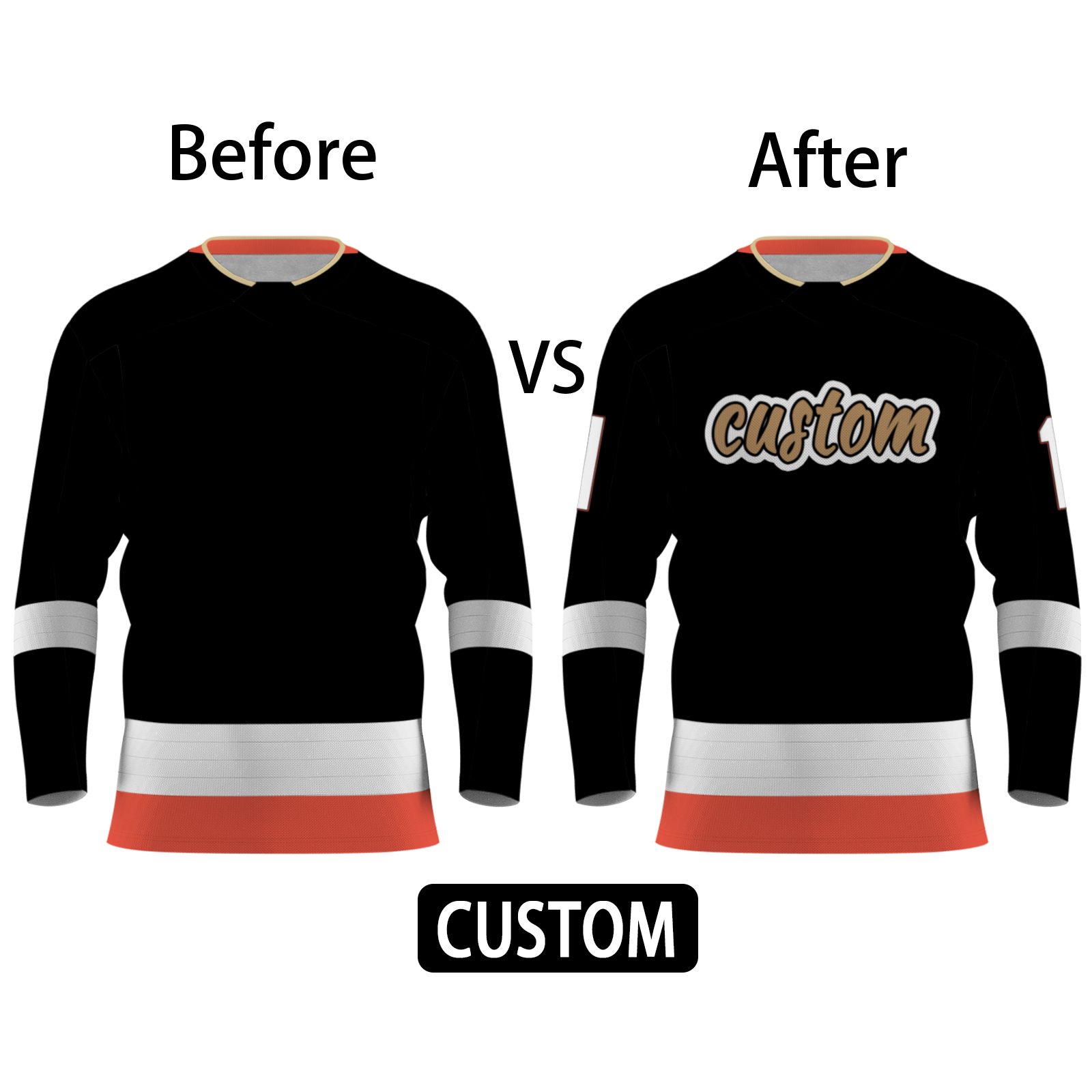 Custom Black Brown White - Watermelon Red Personalized Fashion Classical Style Hockey Jersey