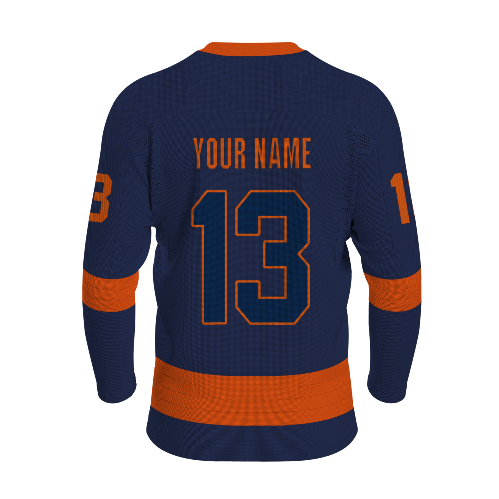 Custom Navy Blue Orange Personalized Classical Style Hockey Jersey