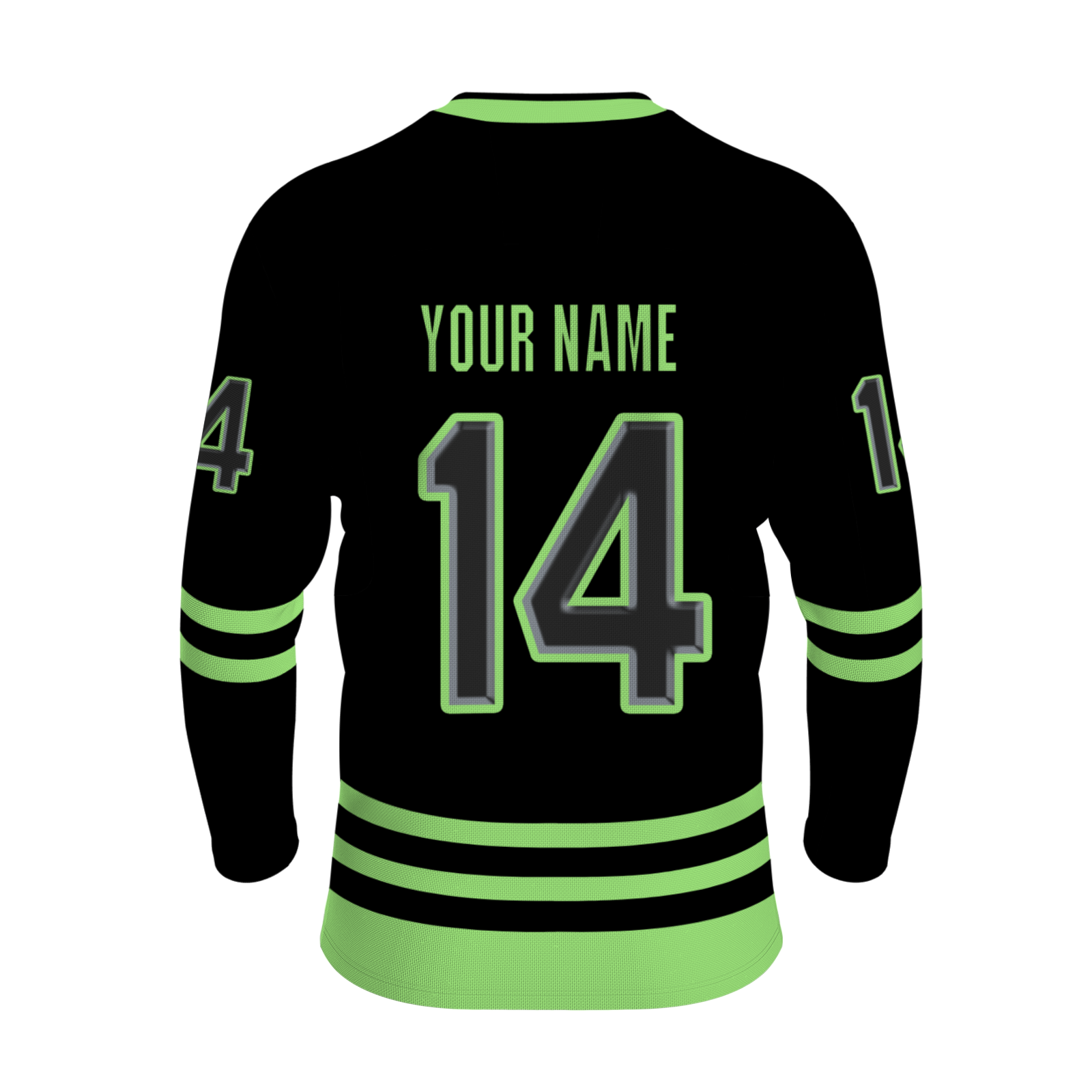 Custom Black -Light Green Personalized Classical Style Hockey Jersey