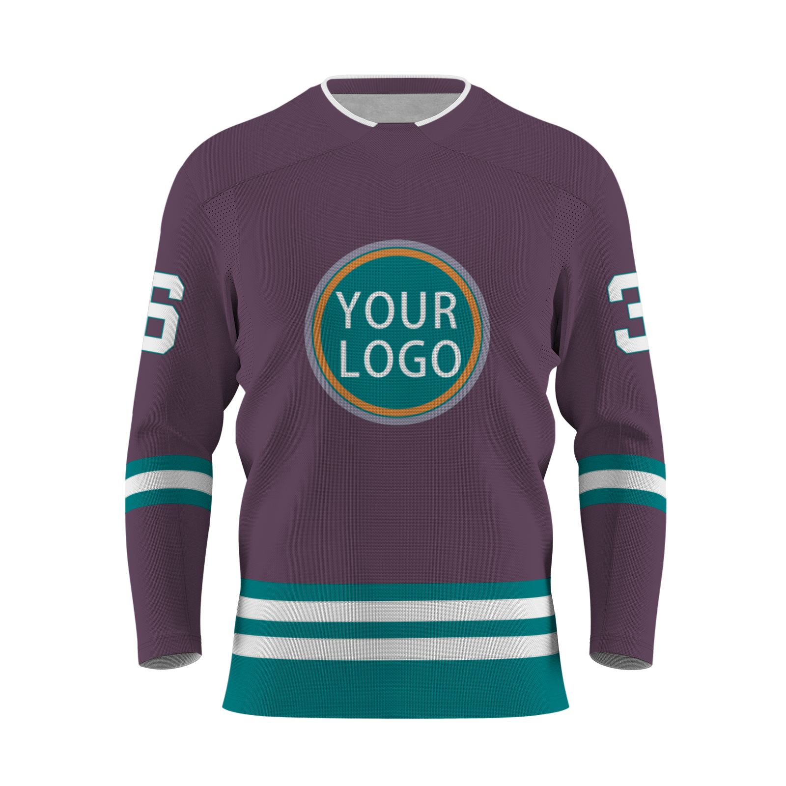 Custom Purple Gem Blue Orange - White Classical Style Hockey Jersey